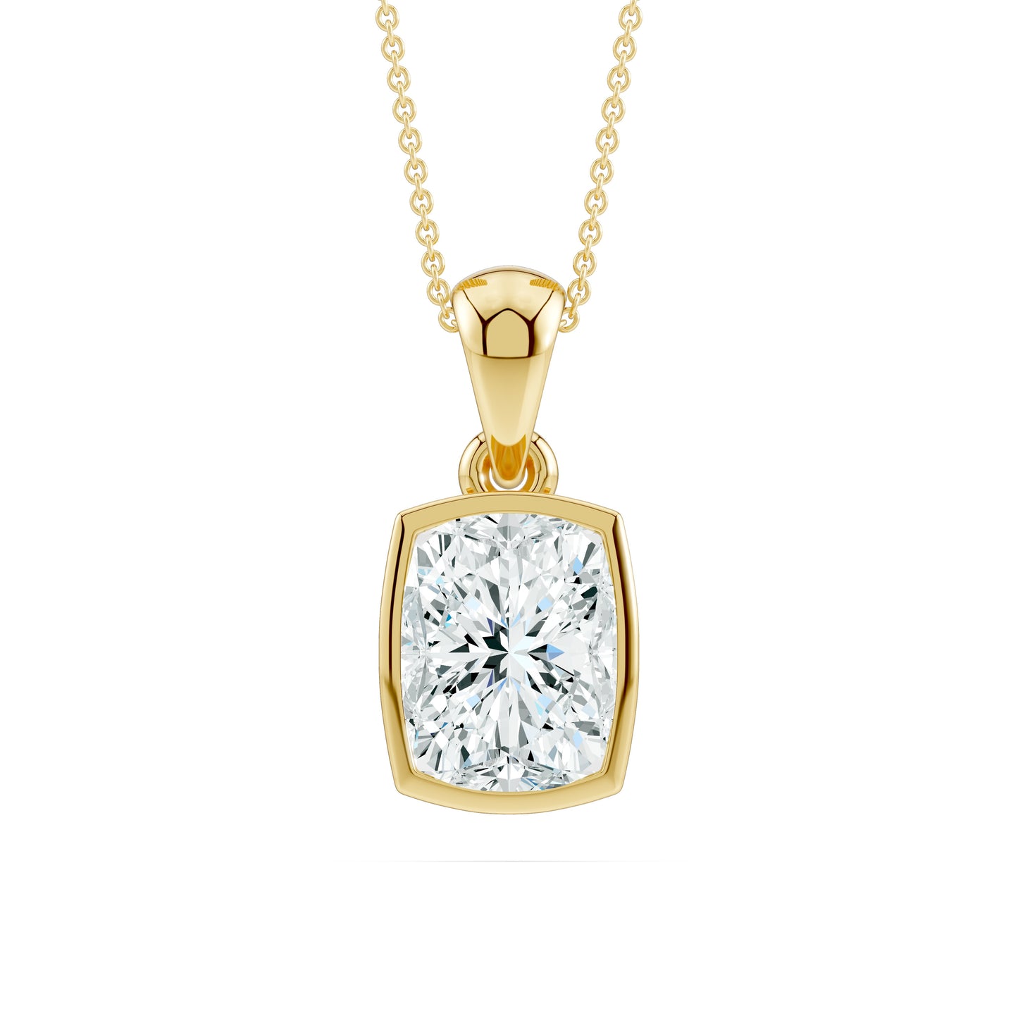 Bezel Set Cushion Rectangular Moissanite Pendant