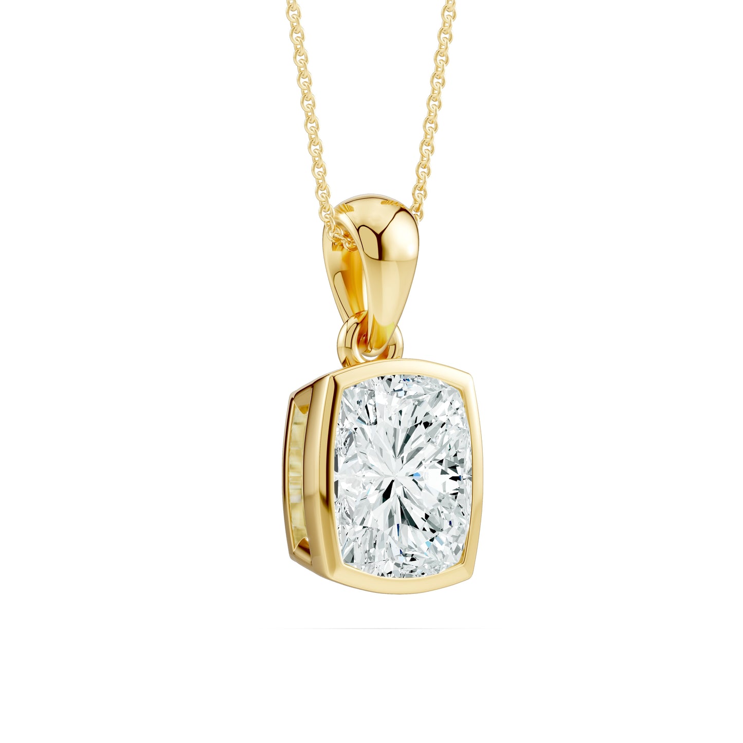 Bezel Set Cushion Rectangular Moissanite Pendant