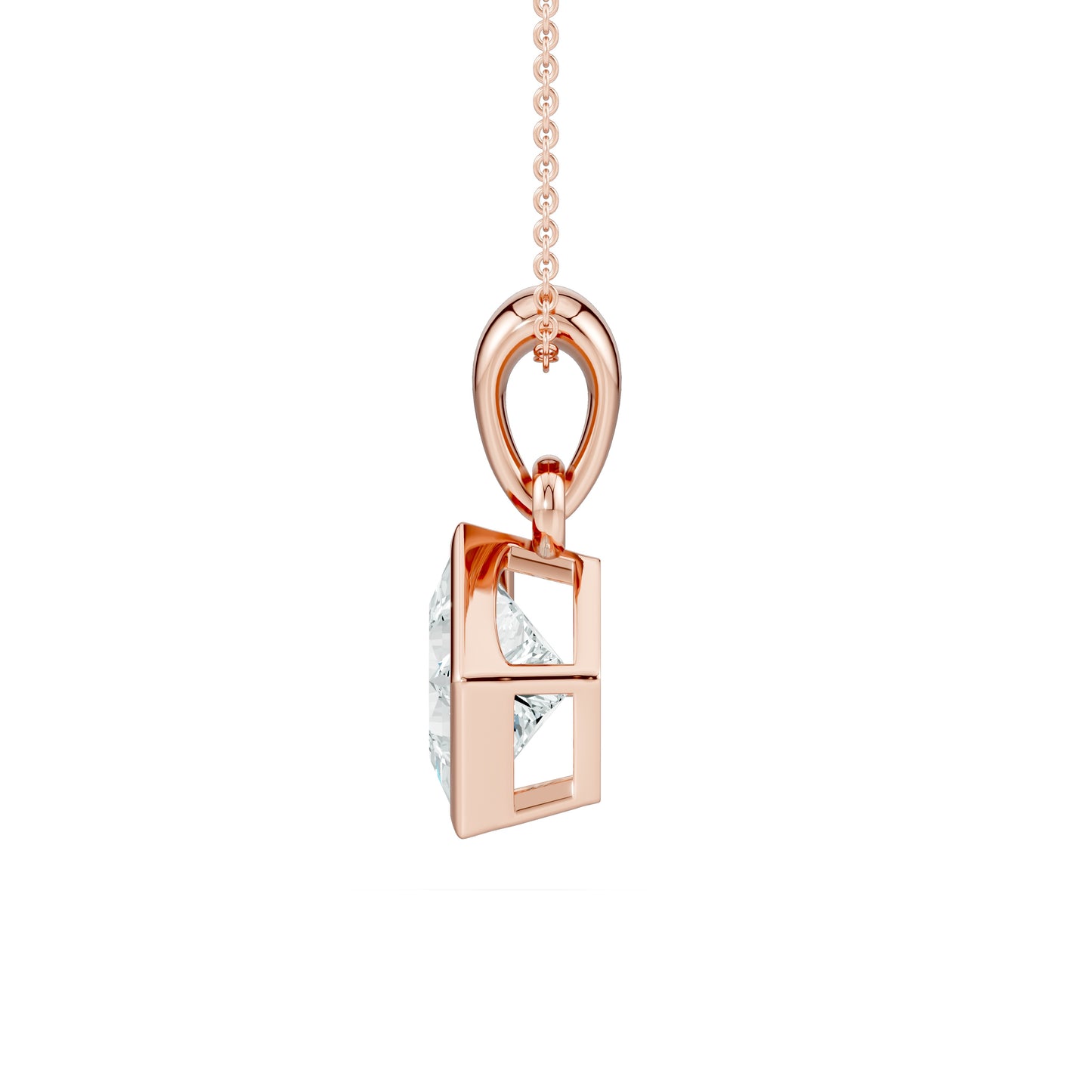 Bezel Set Princess Cut Moissanite Solitaire Pendant