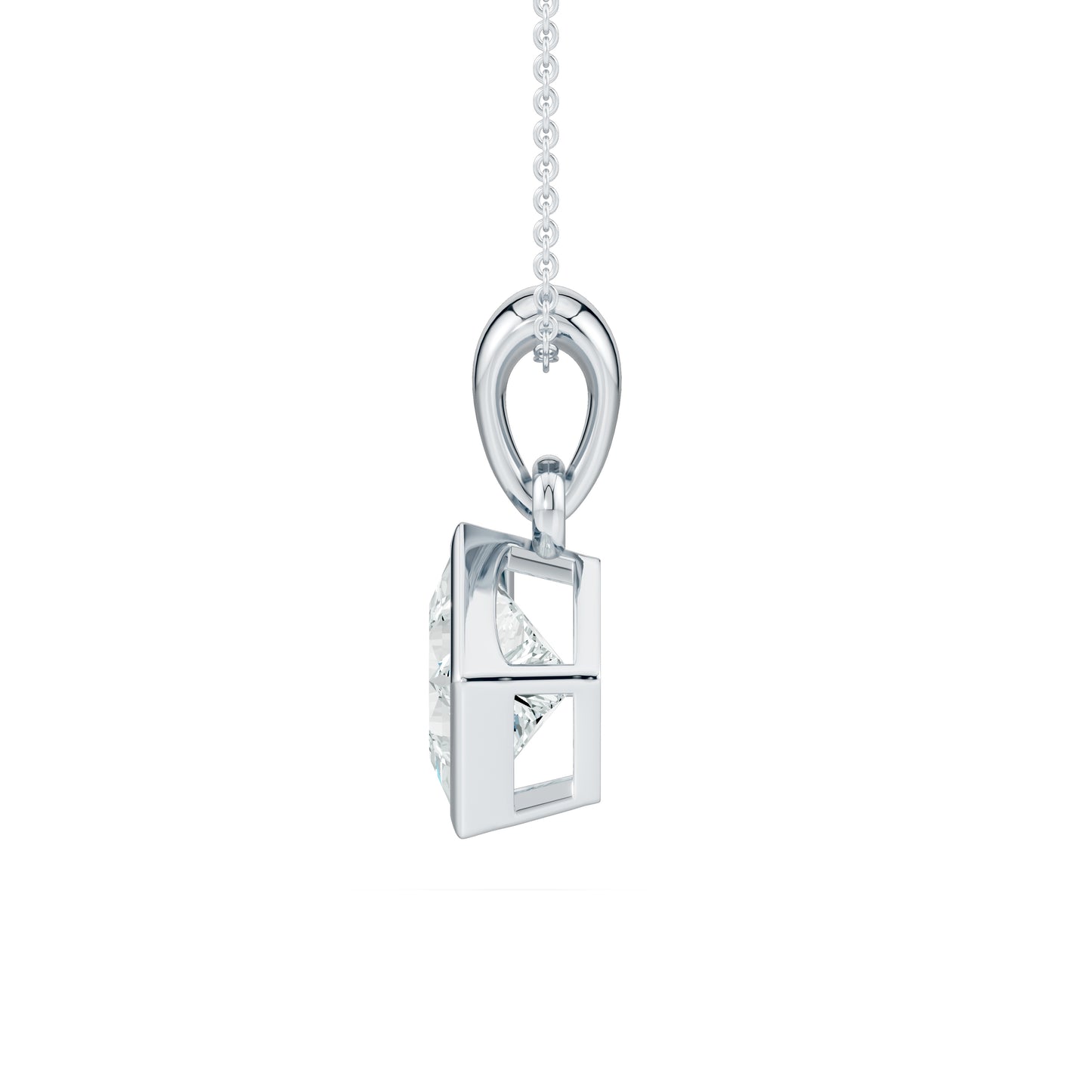 Bezel Set Princess Cut Moissanite Solitaire Pendant