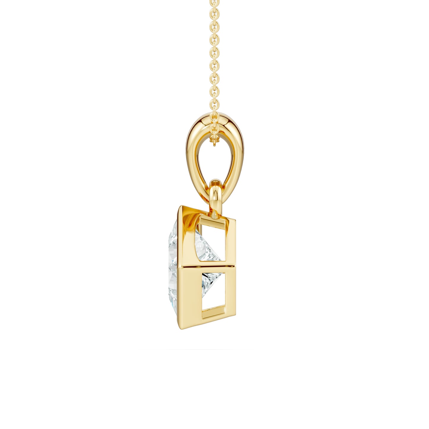 Bezel Set Princess Cut Moissanite Solitaire Pendant