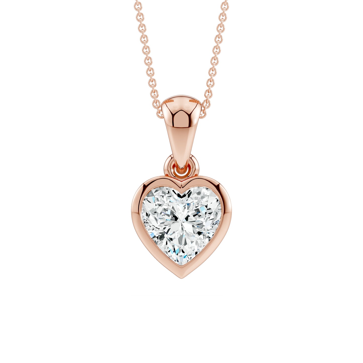 Bezel Set Heart Moissanite Pendant