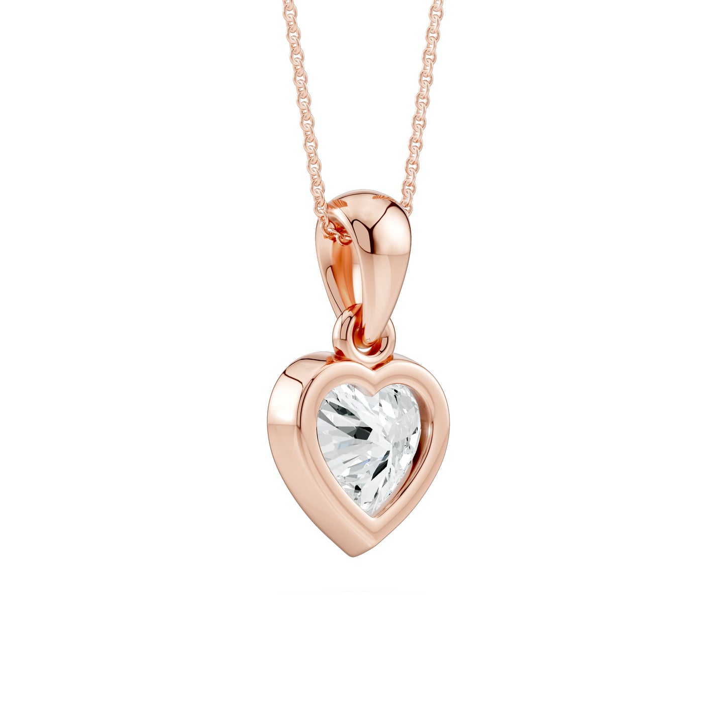 Bezel Set Heart Moissanite Pendant