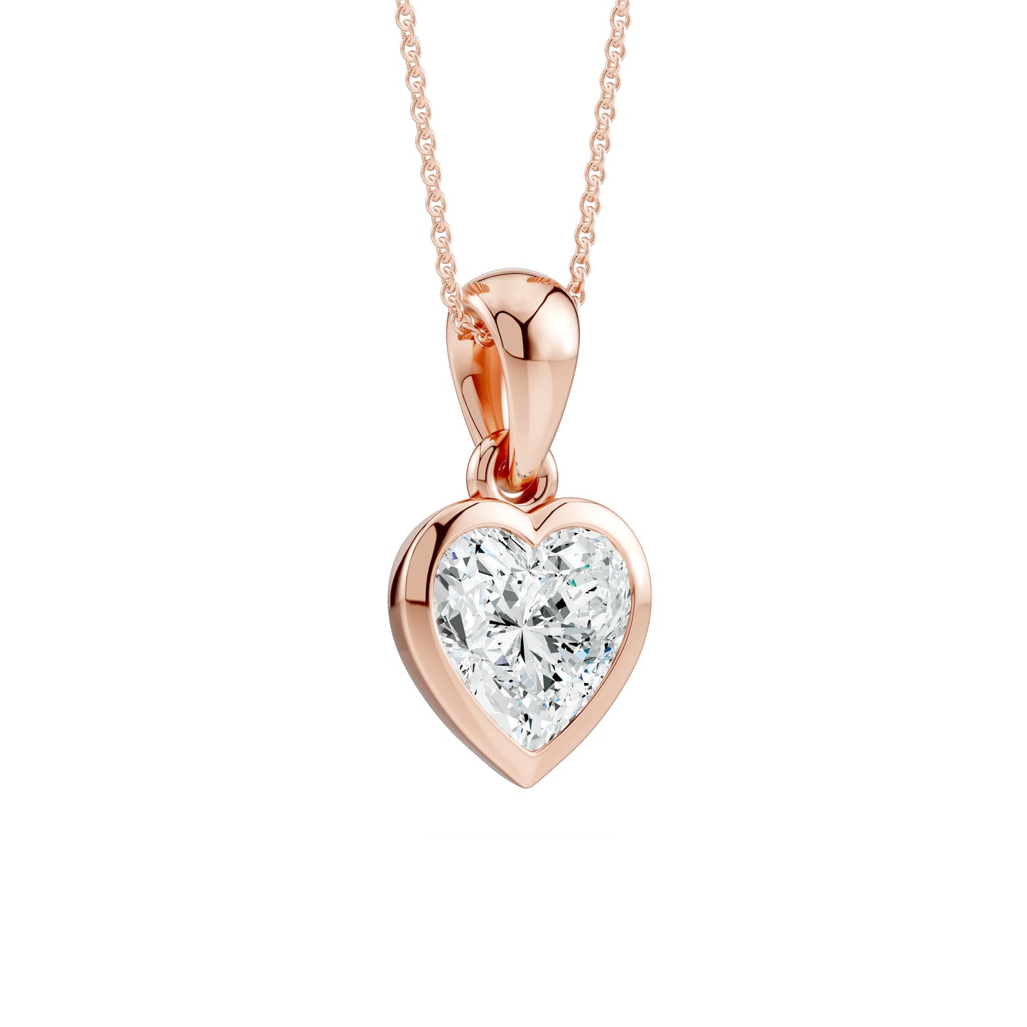 Bezel Set Heart Moissanite Pendant