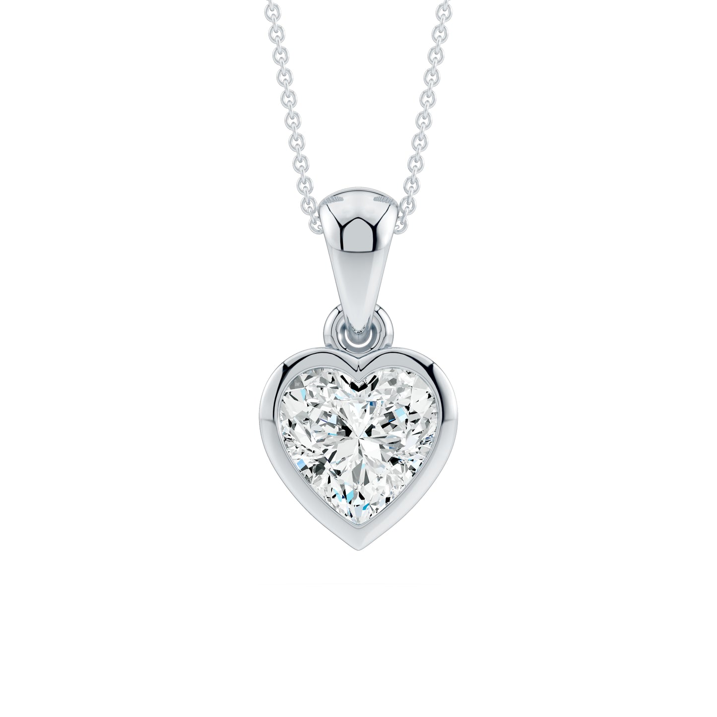 Bezel Set Heart Moissanite Pendant
