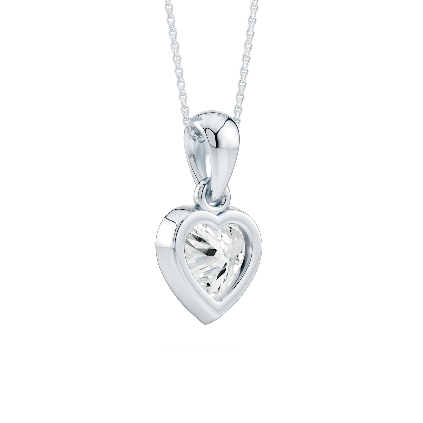 Bezel Set Heart Moissanite Pendant