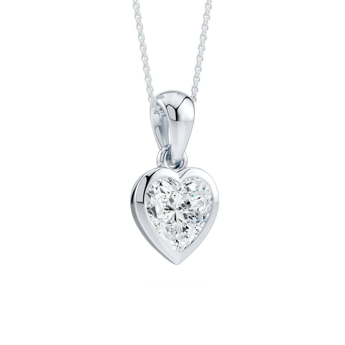 Bezel Set Heart Moissanite Pendant
