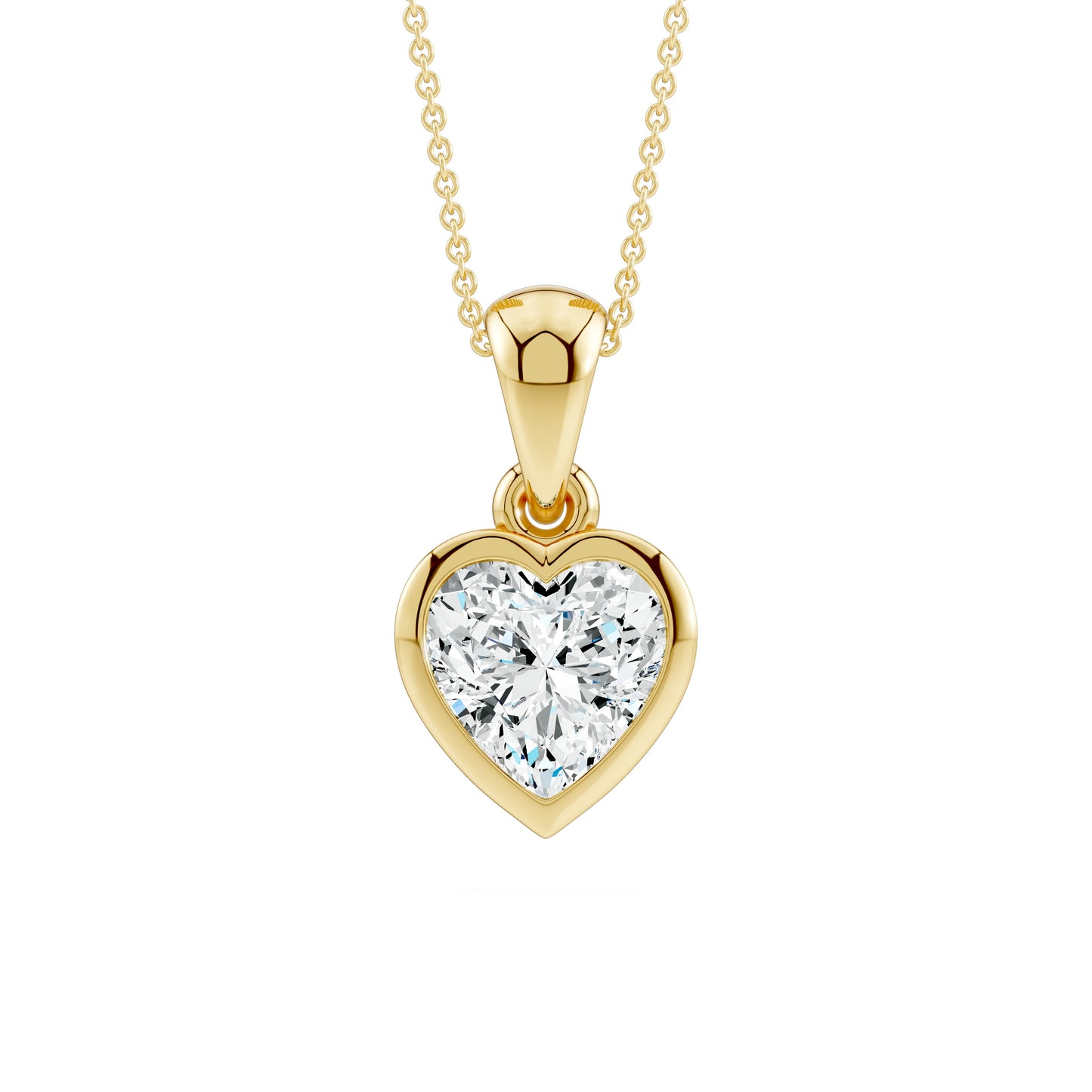 Bezel Set Heart Moissanite Pendant