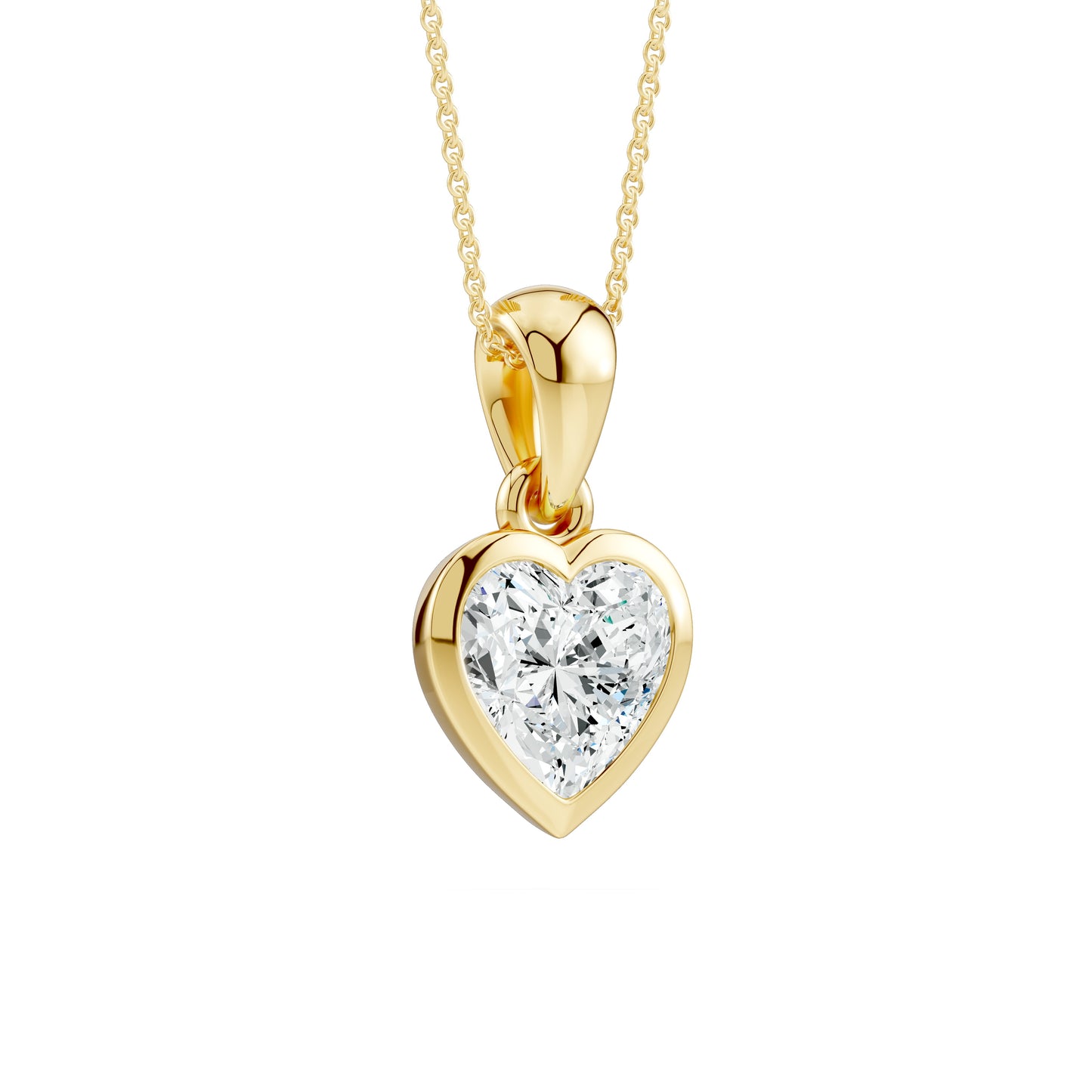 Bezel Set Heart Moissanite Pendant