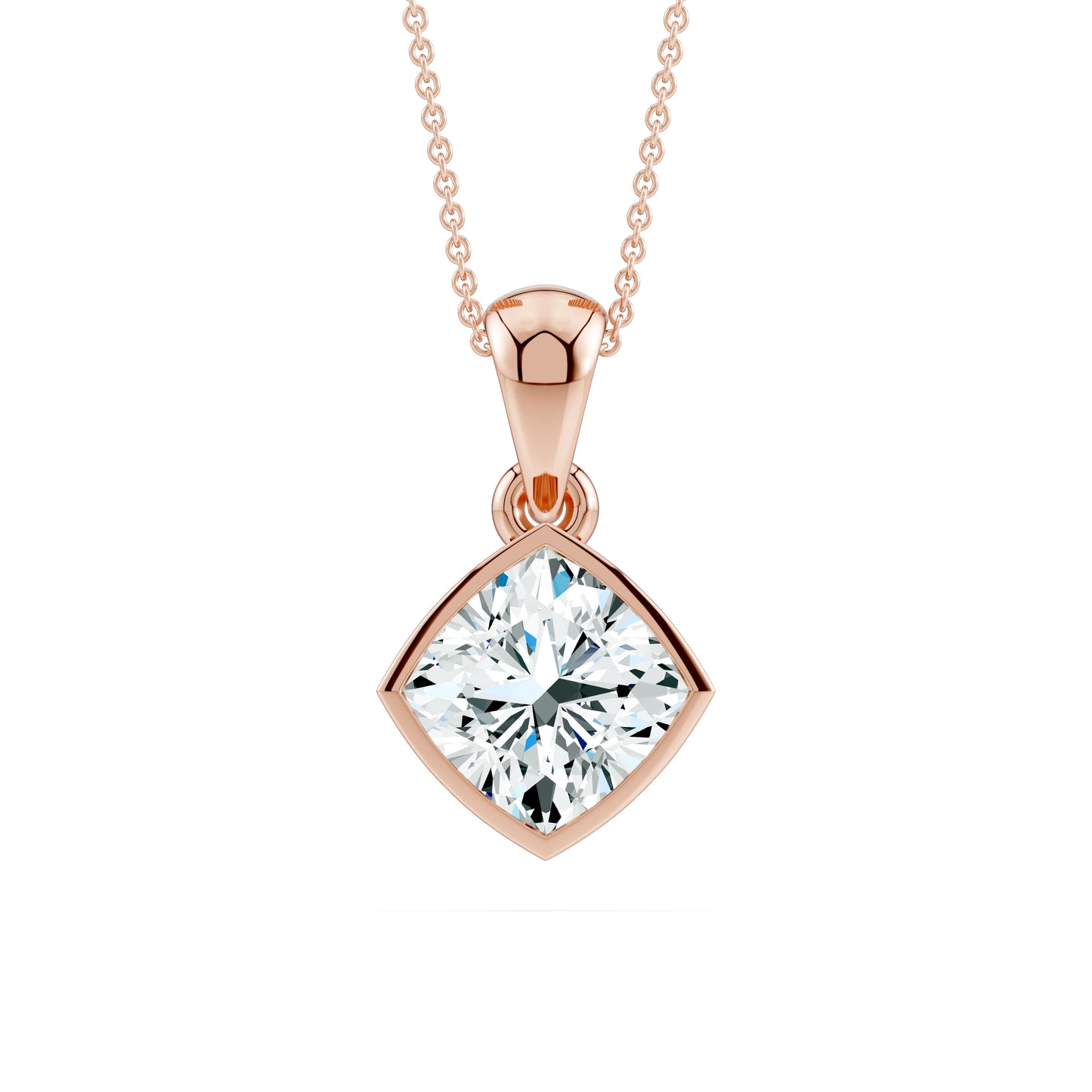 Cushion Bezel Set Moissanite Pendant