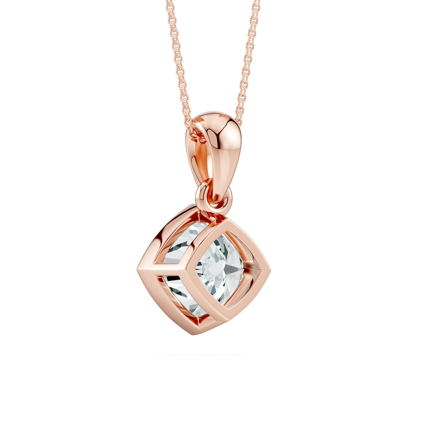Cushion Bezel Set Moissanite Pendant