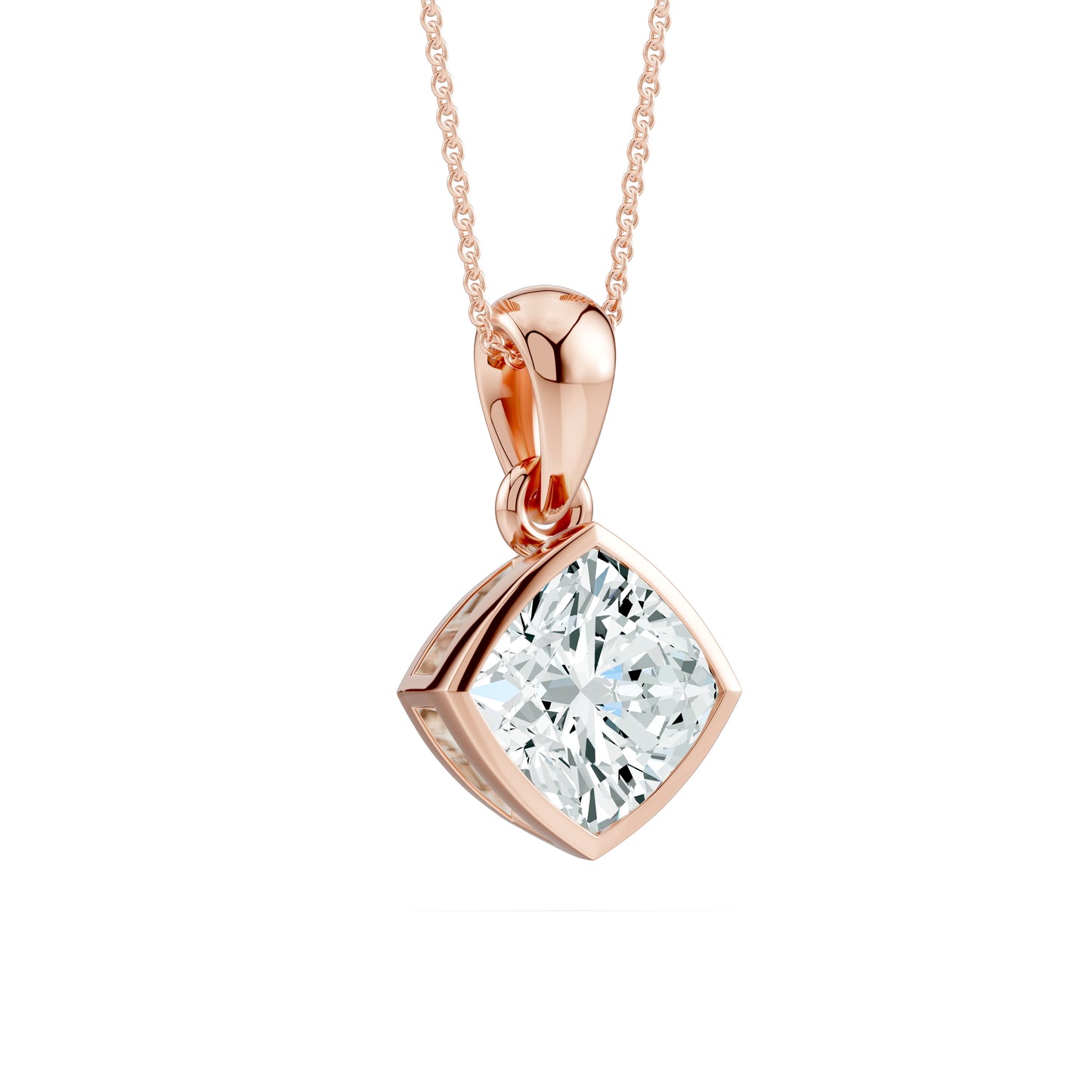Cushion Bezel Set Moissanite Pendant