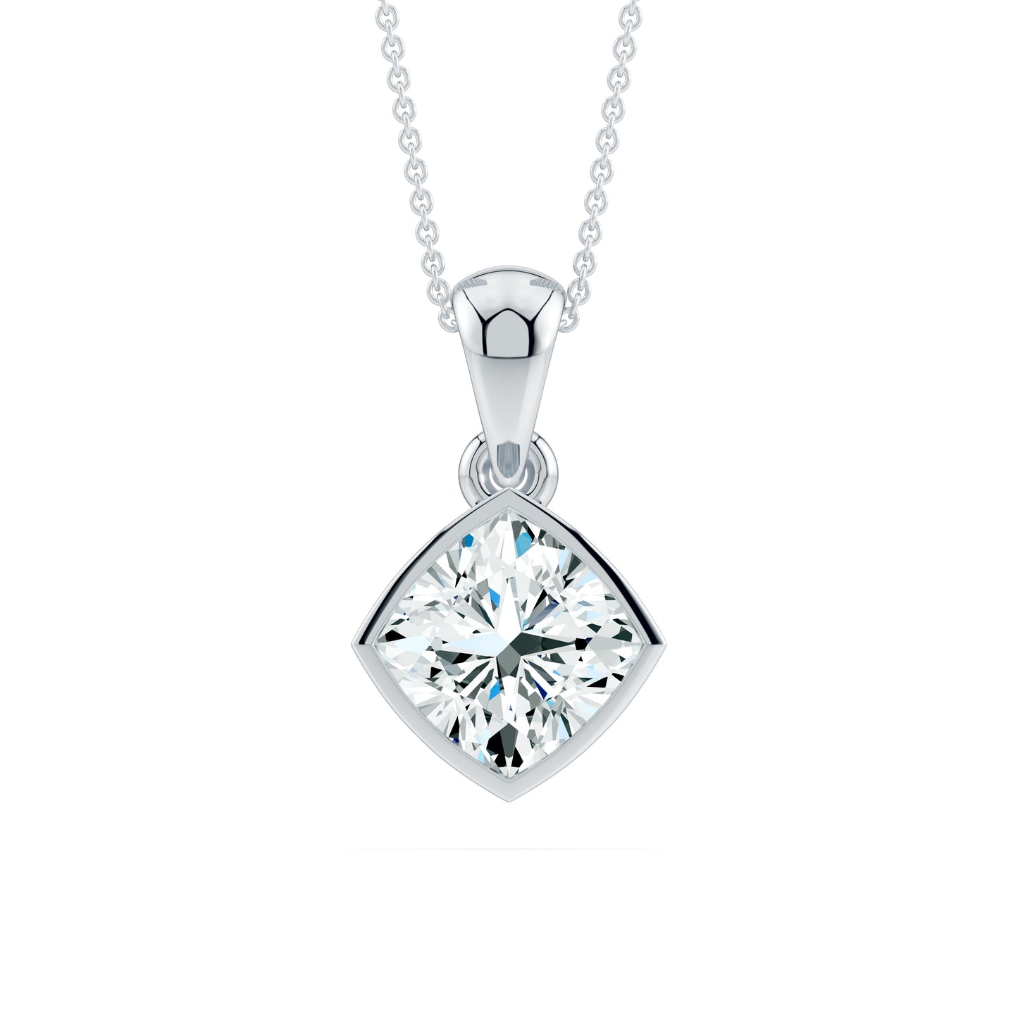 Cushion Bezel Set Moissanite Pendant