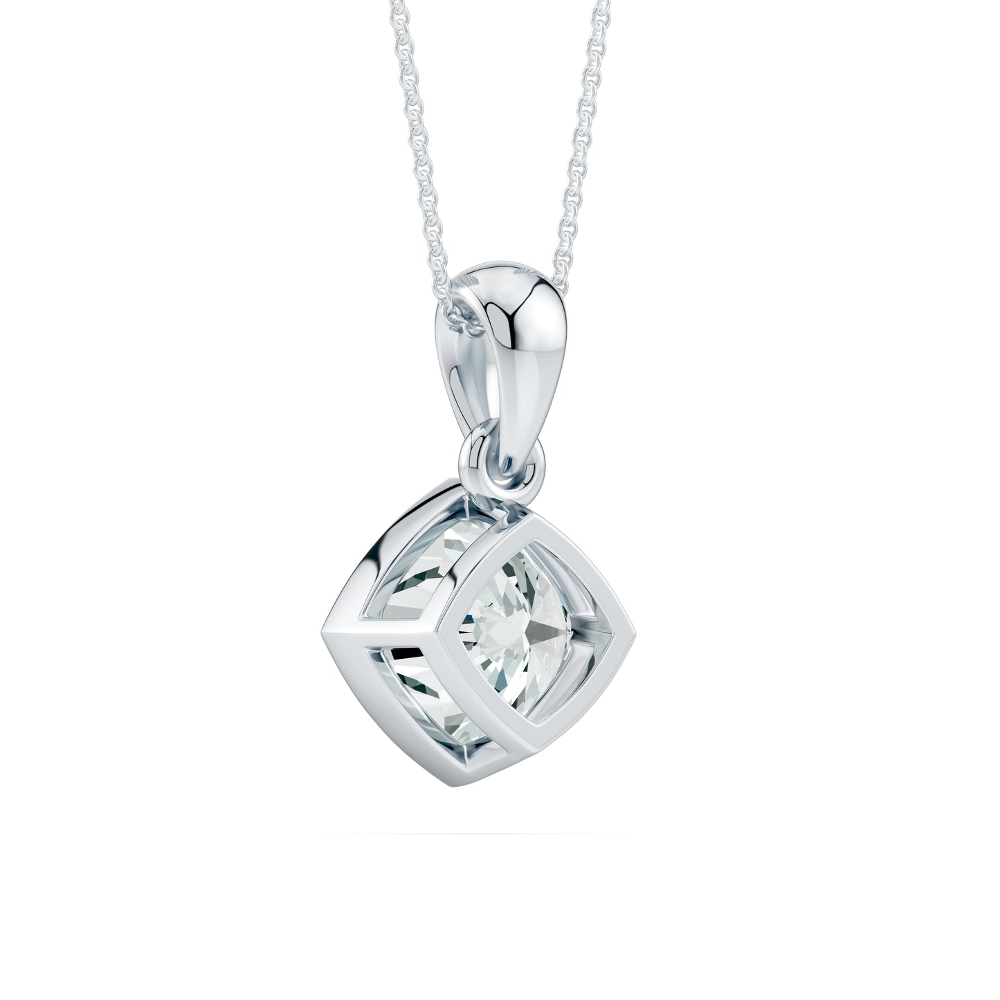Cushion Bezel Set Moissanite Pendant