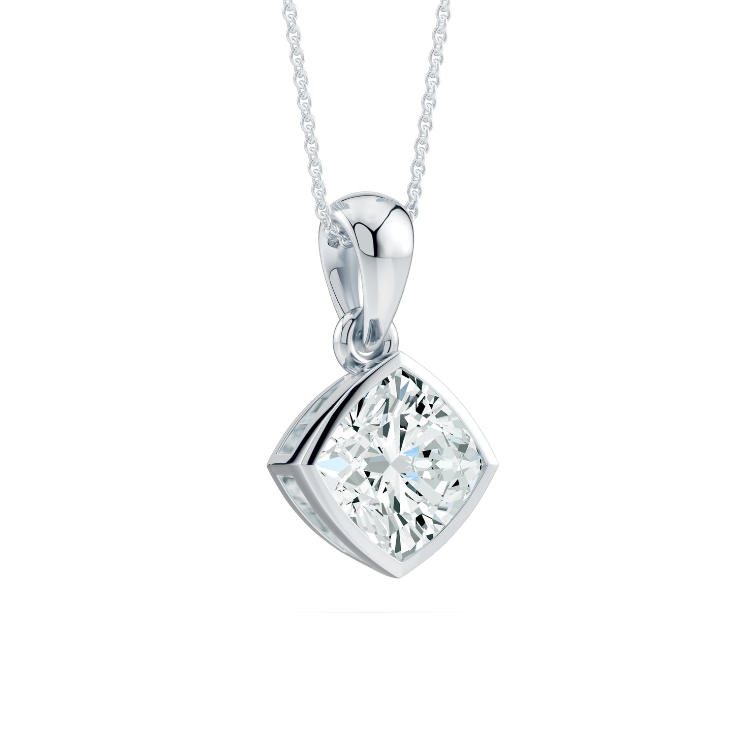 Cushion Bezel Set Moissanite Pendant