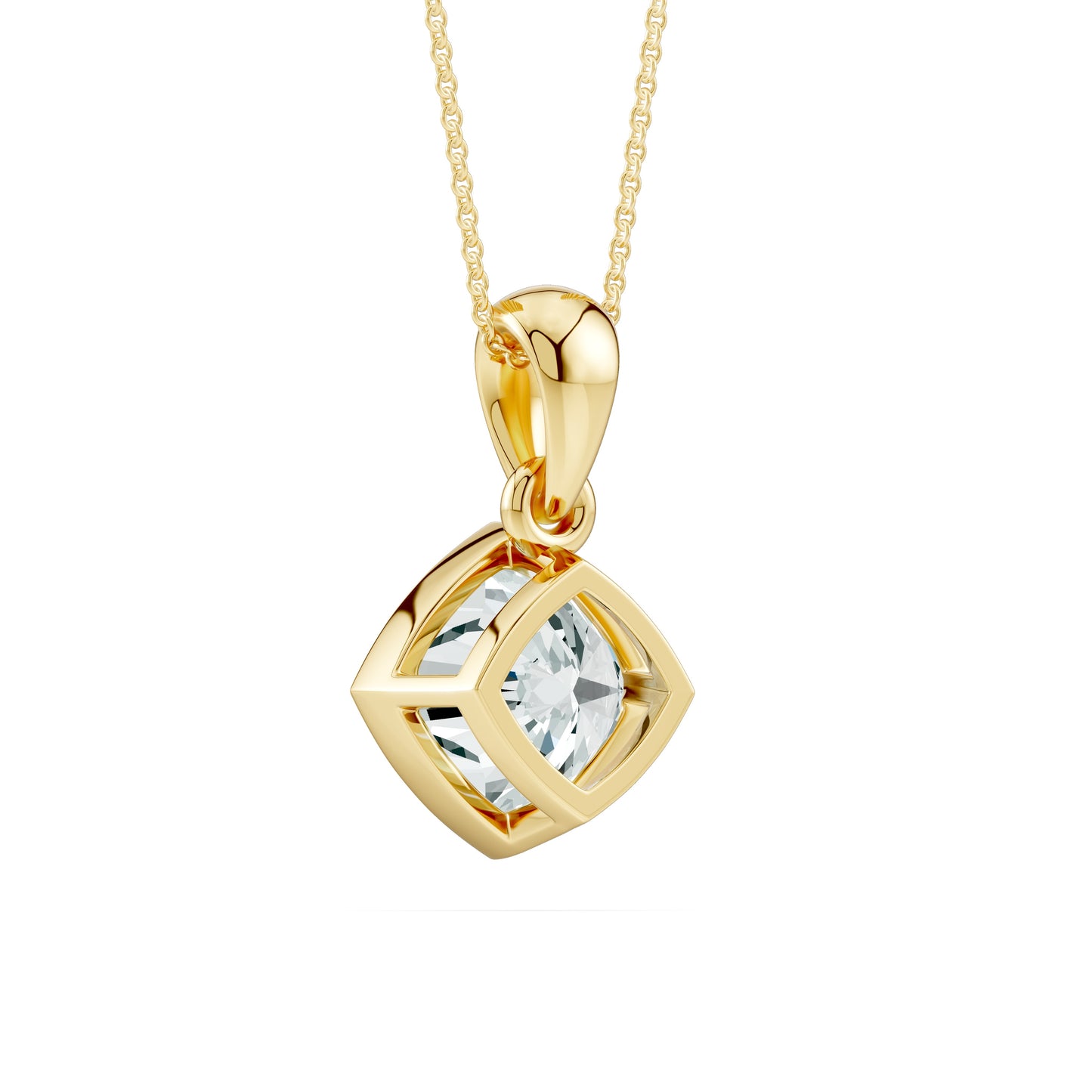 Cushion Bezel Set Moissanite Pendant