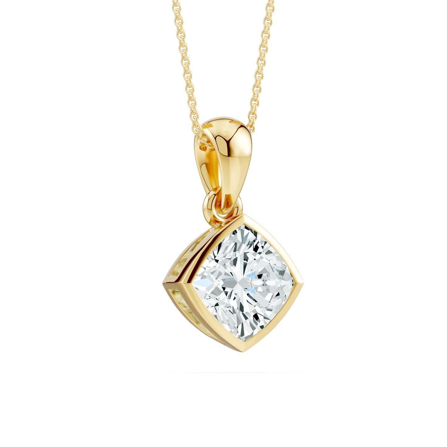 Cushion Bezel Set Moissanite Pendant