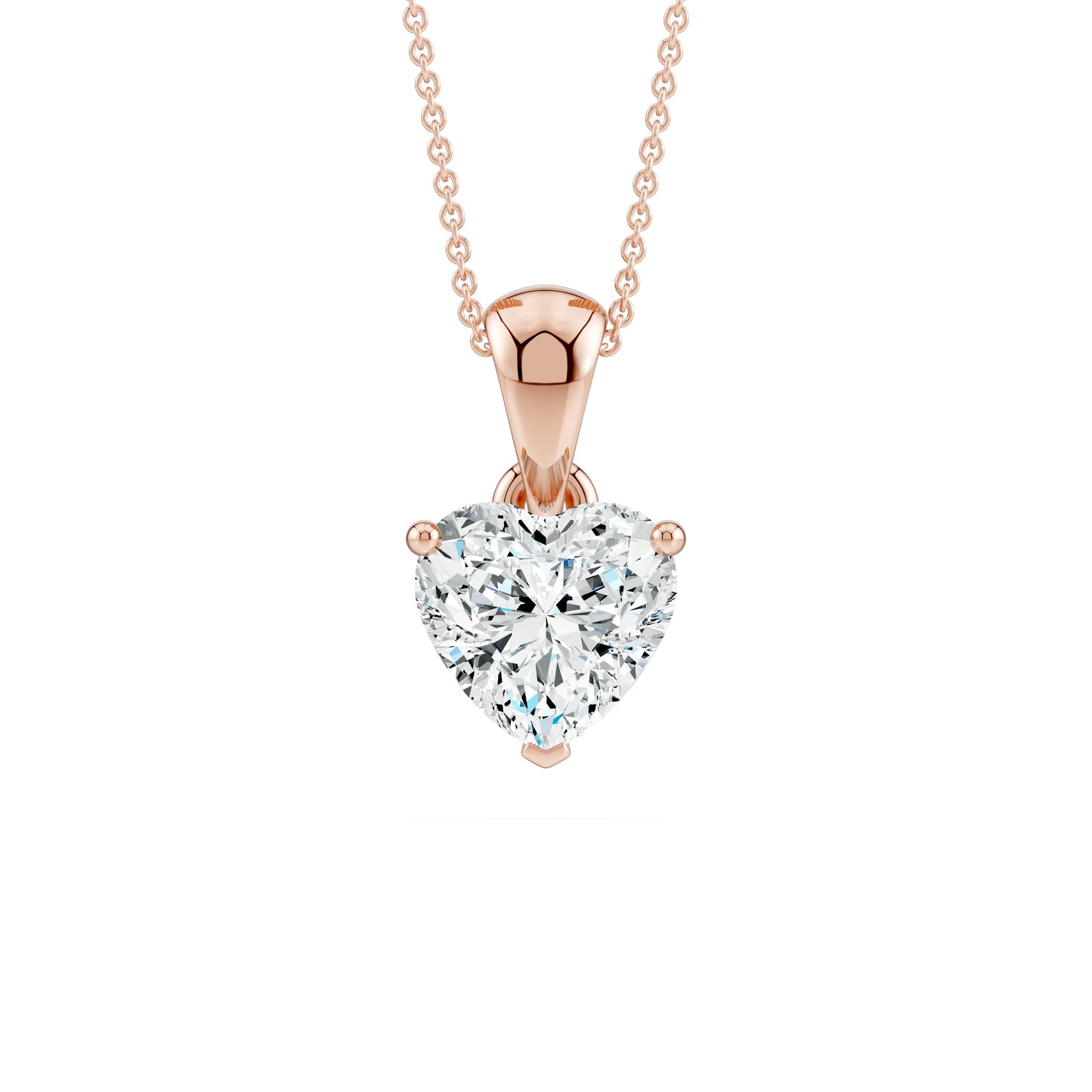 3 Prong Heart Shape Moissanite Pendant