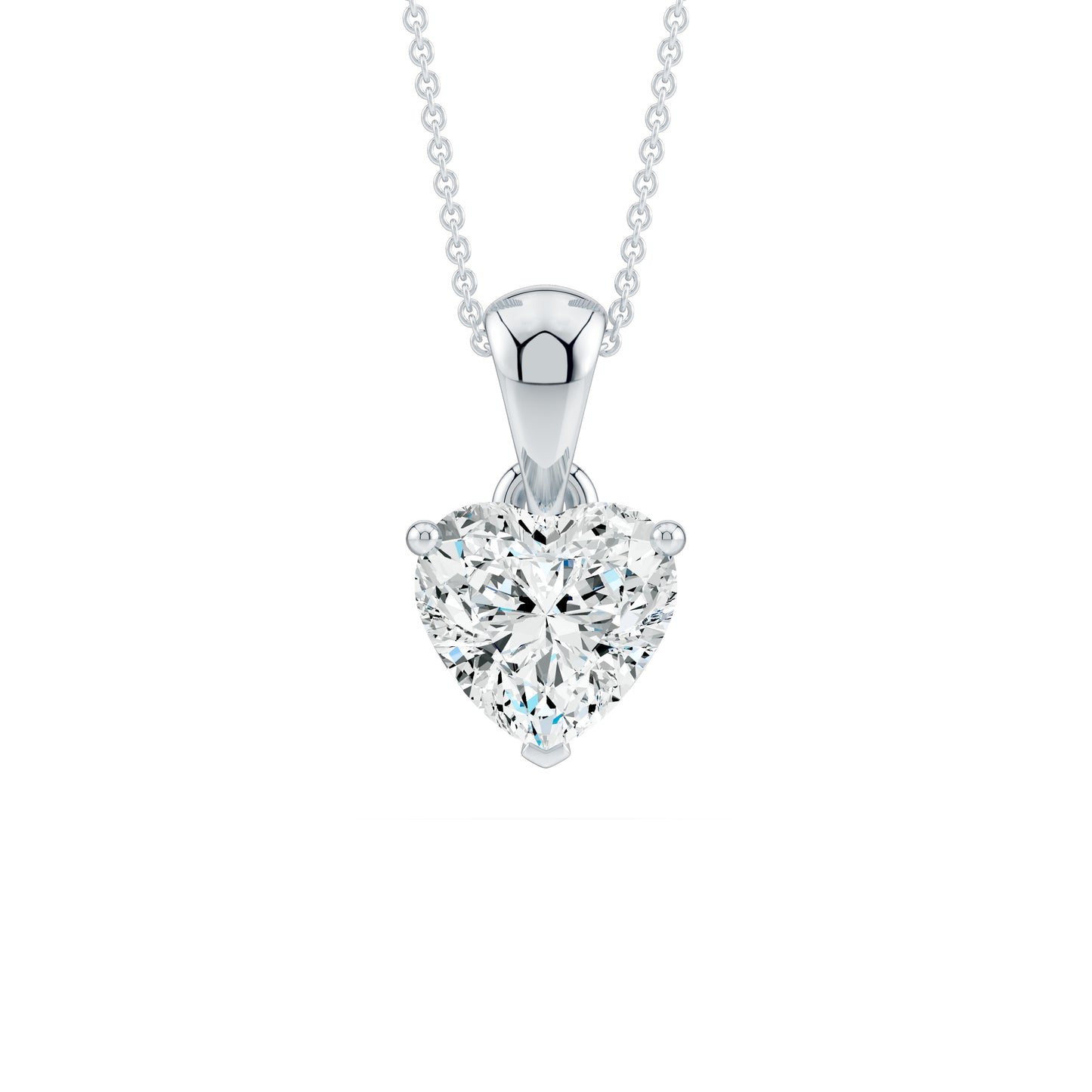 3 Prong Heart Shape Moissanite Pendant