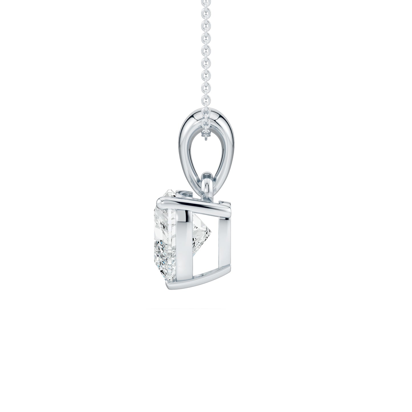 3 Prong Heart Shape Moissanite Pendant