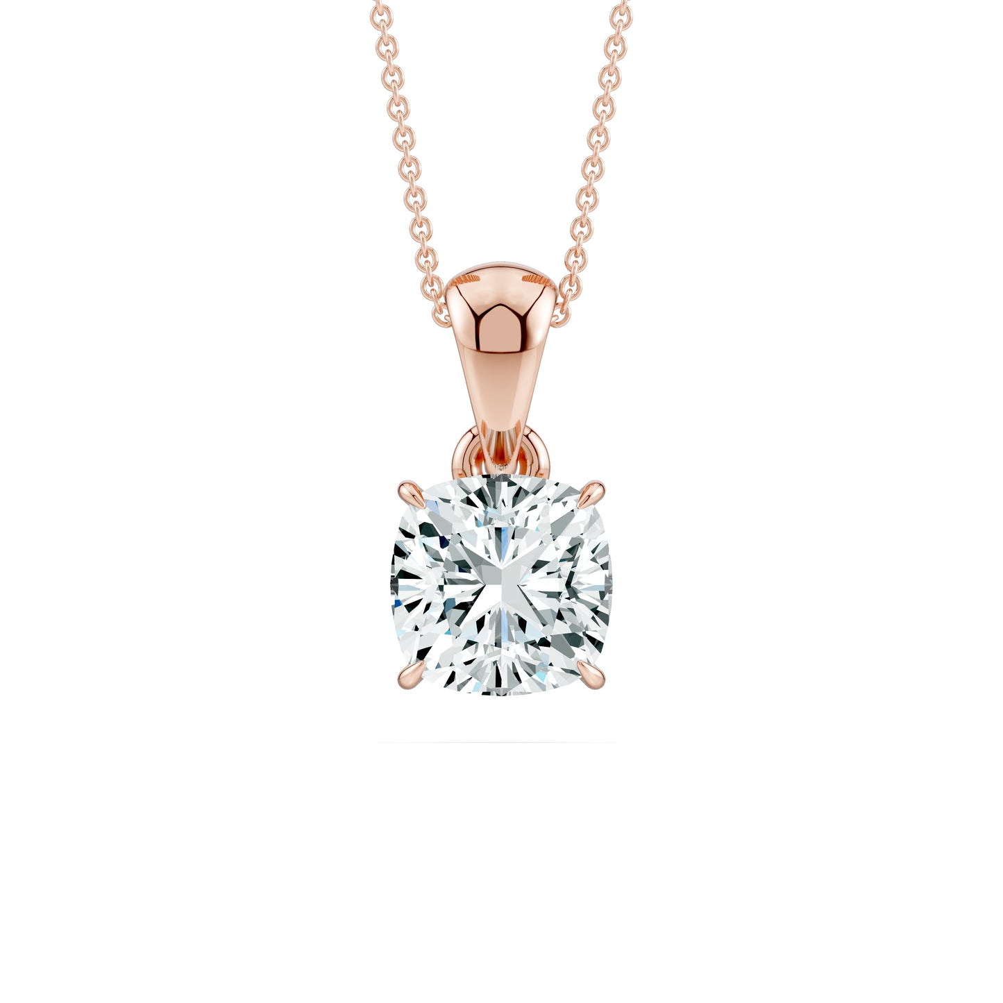 Claw Prong Cushion Moissanite Pendant Necklace