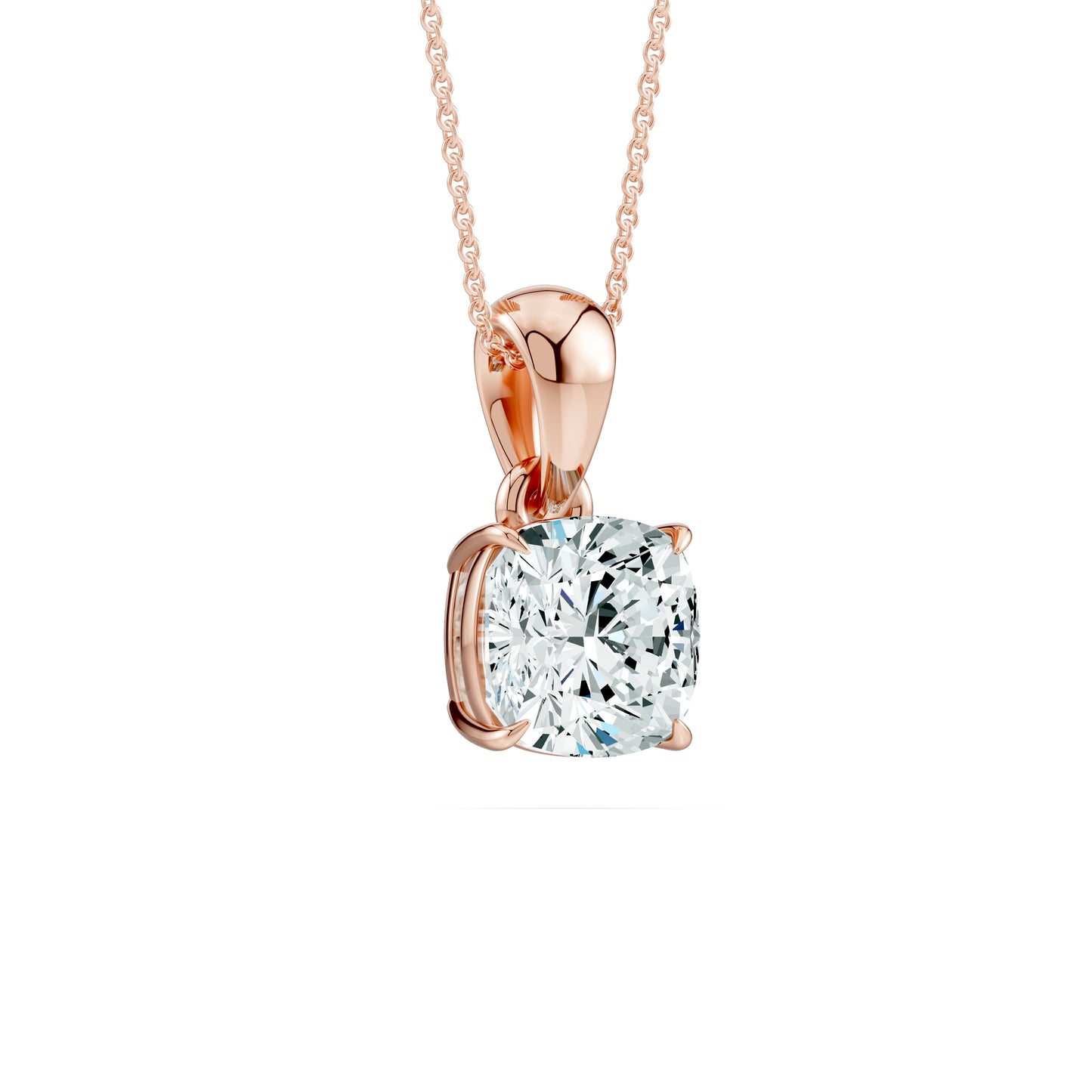 Claw Prong Cushion Moissanite Pendant Necklace
