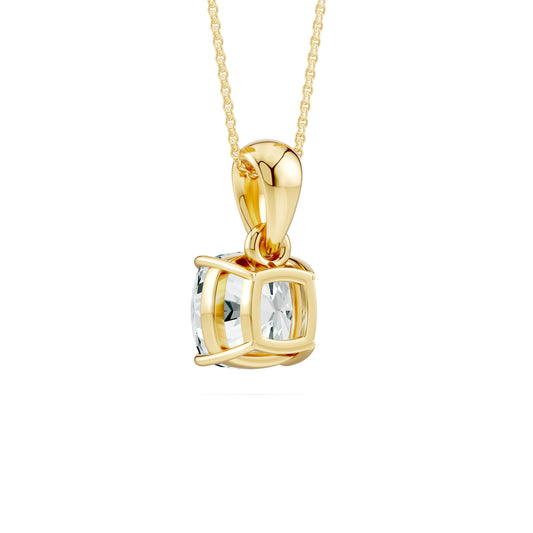 Claw Prong Cushion Moissanite Pendant Necklace