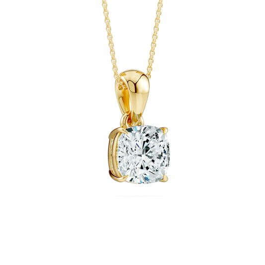 Claw Prong Cushion Moissanite Pendant Necklace