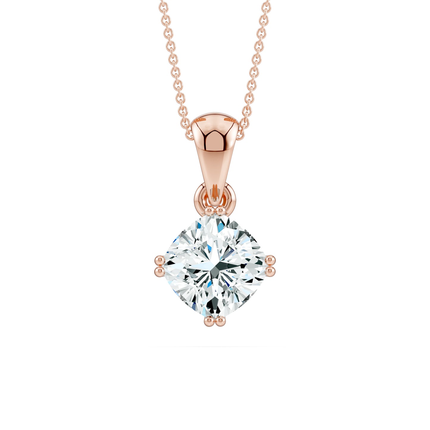 Double Prong Cushion Moissanite Pendant Necklace