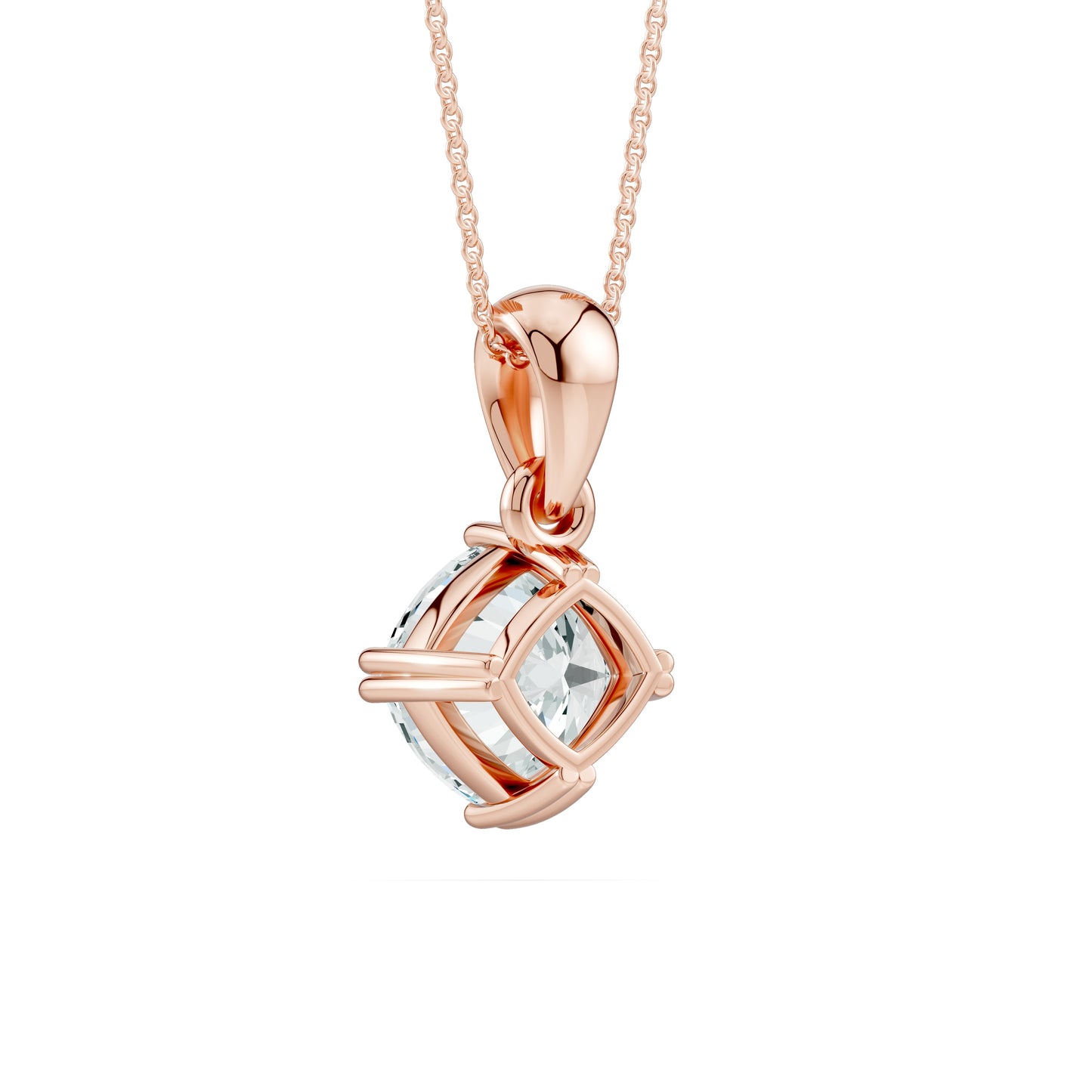 Double Prong Cushion Moissanite Pendant Necklace