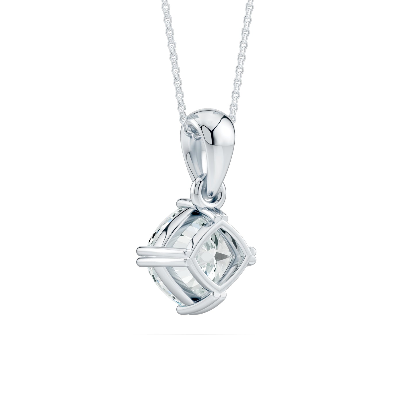 Double Prong Cushion Moissanite Pendant Necklace