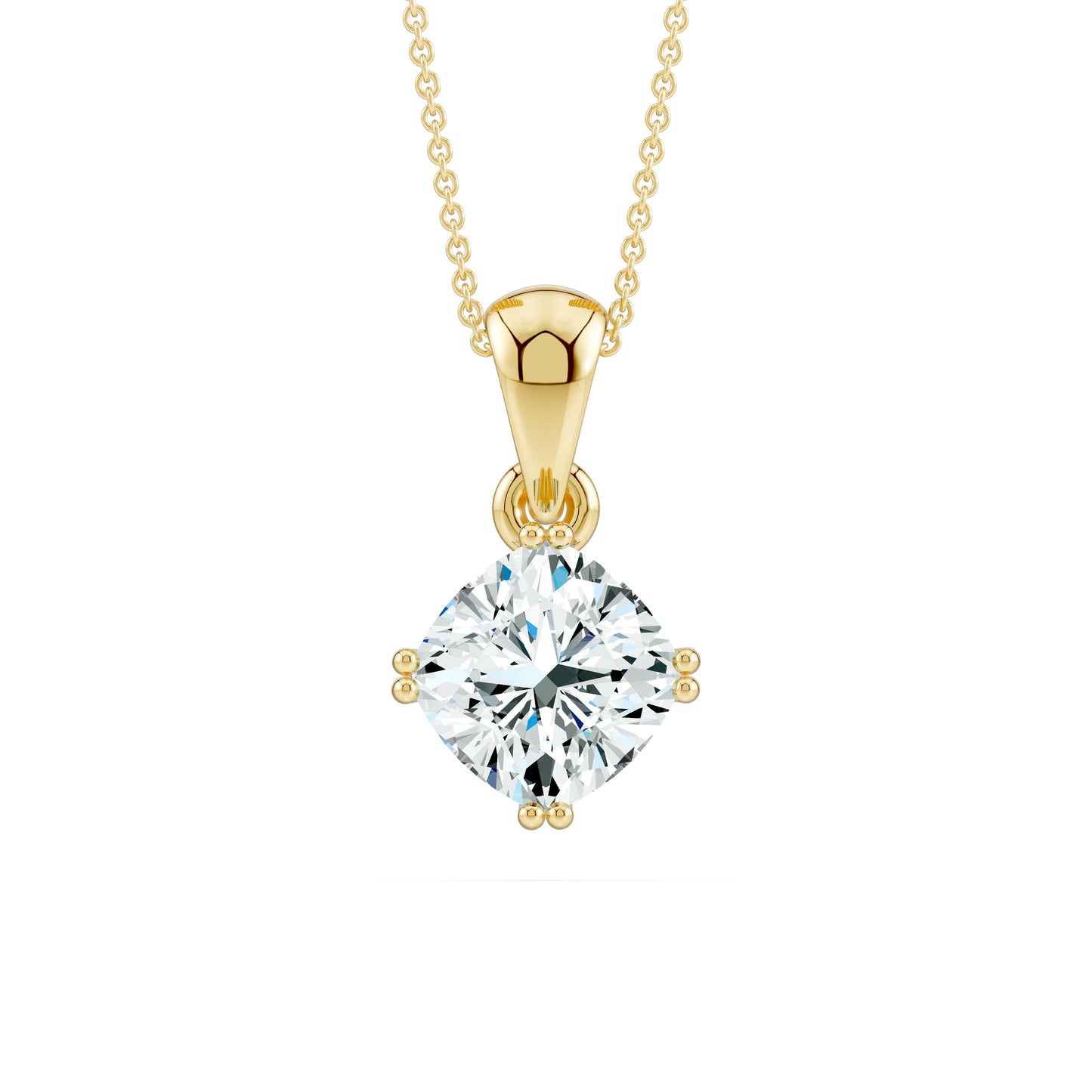 Double Prong Cushion Moissanite Pendant Necklace