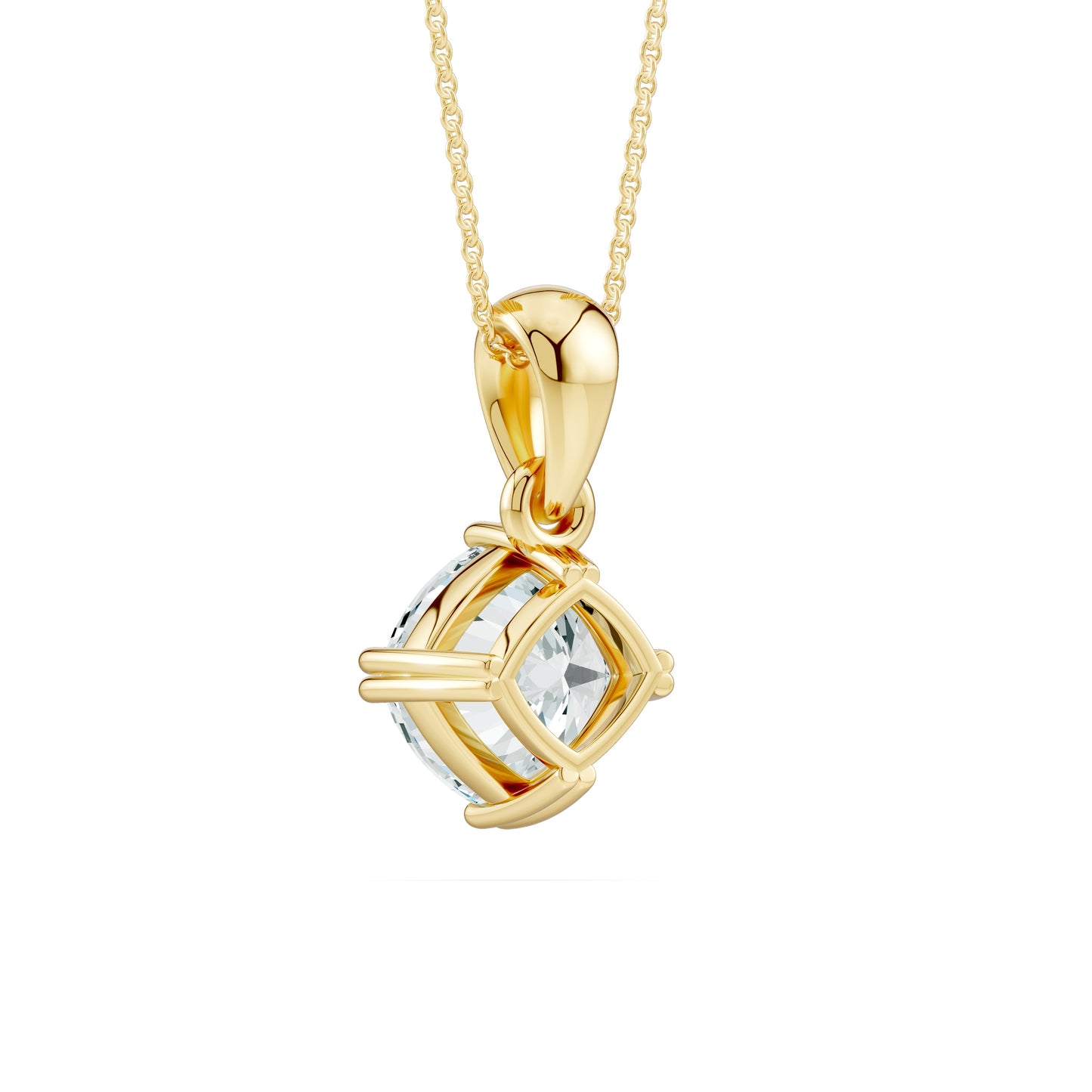 Double Prong Cushion Moissanite Pendant Necklace