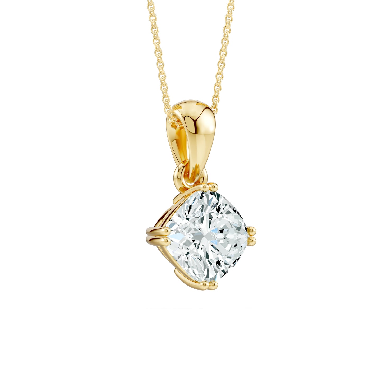 Double Prong Cushion Moissanite Pendant Necklace