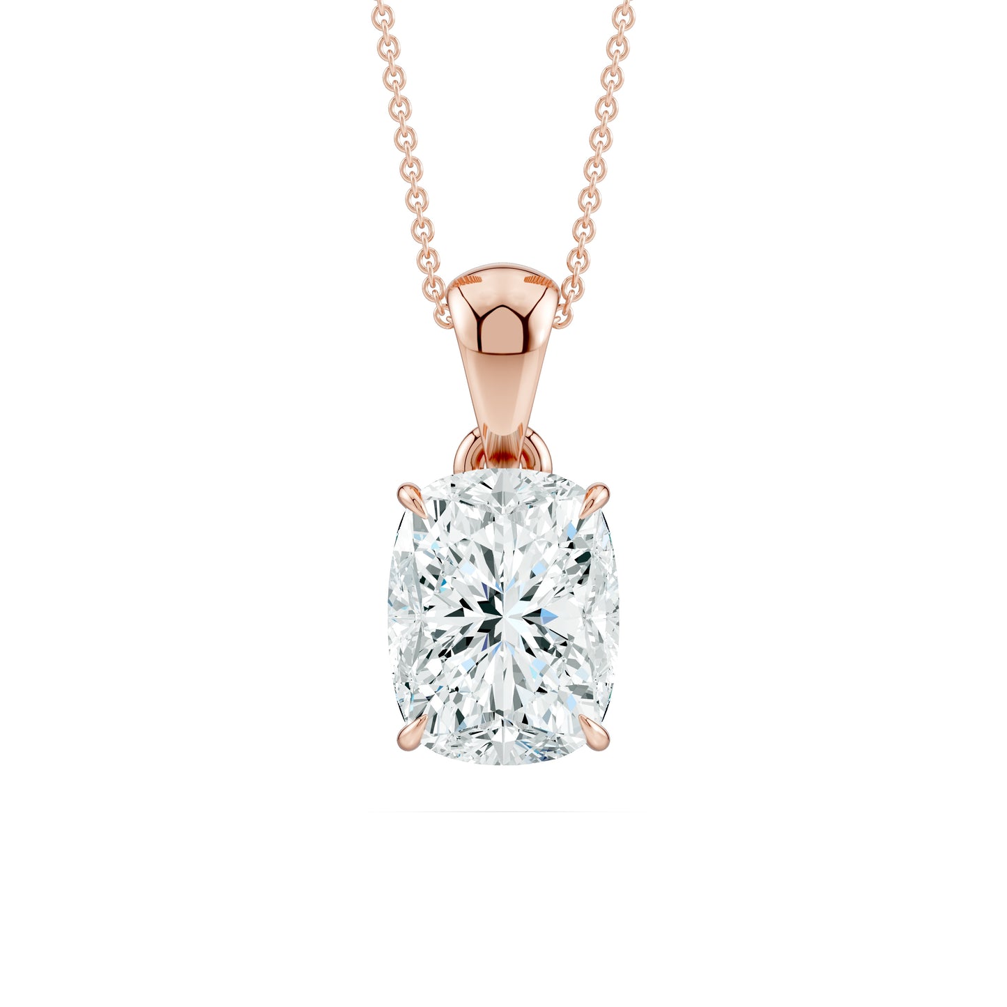 Cushion Rectangular Moissanite Pendant Claw-Prong Solitaire Necklace