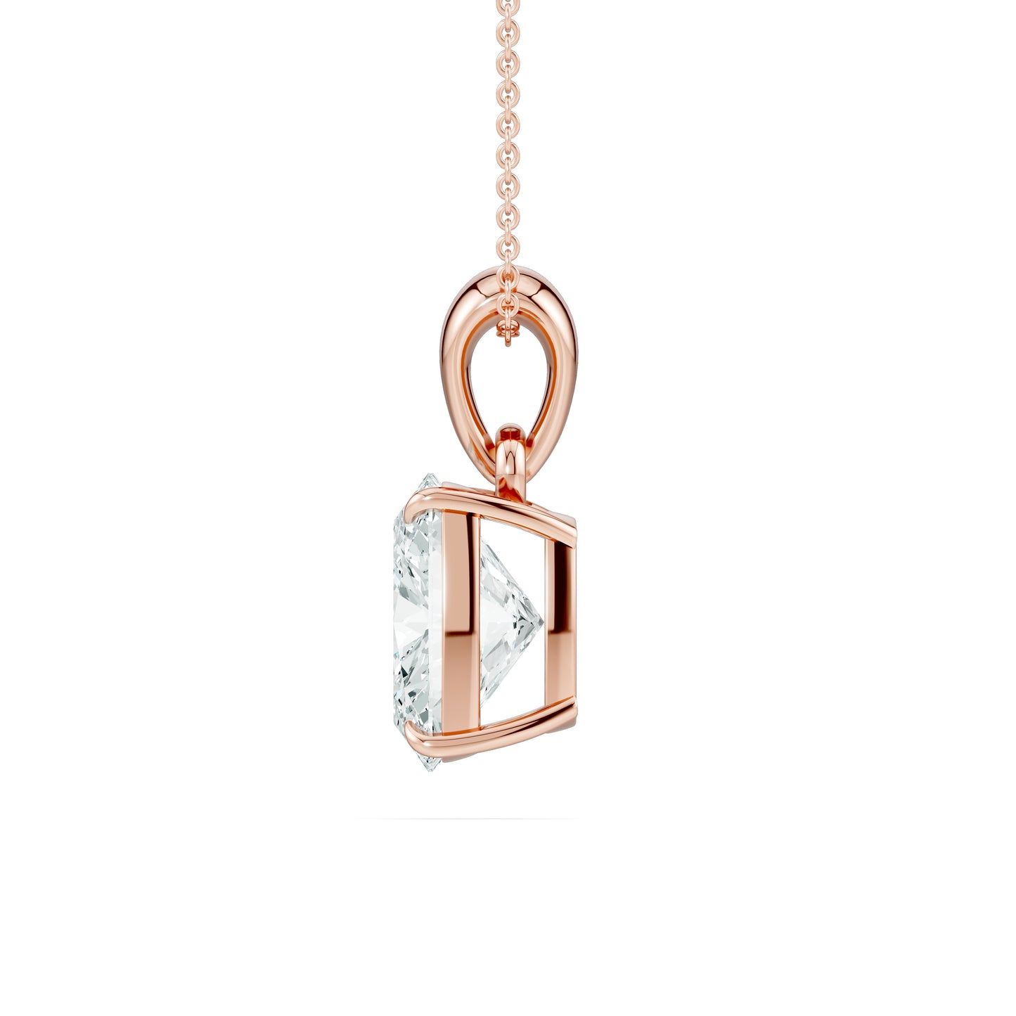 Cushion Rectangular Moissanite Pendant Claw-Prong Solitaire Necklace