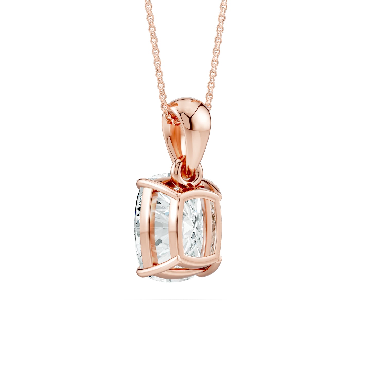 Cushion Rectangular Moissanite Pendant Claw-Prong Solitaire Necklace