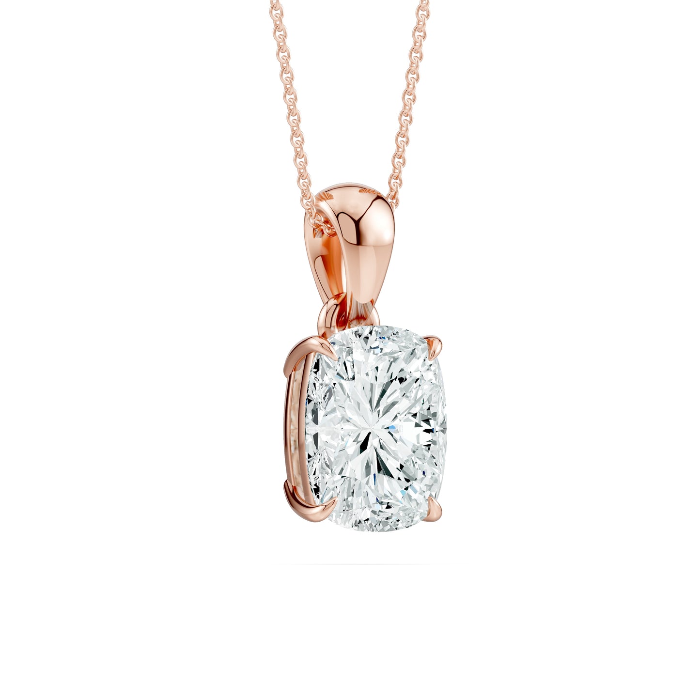 Cushion Rectangular Moissanite Pendant Claw-Prong Solitaire Necklace