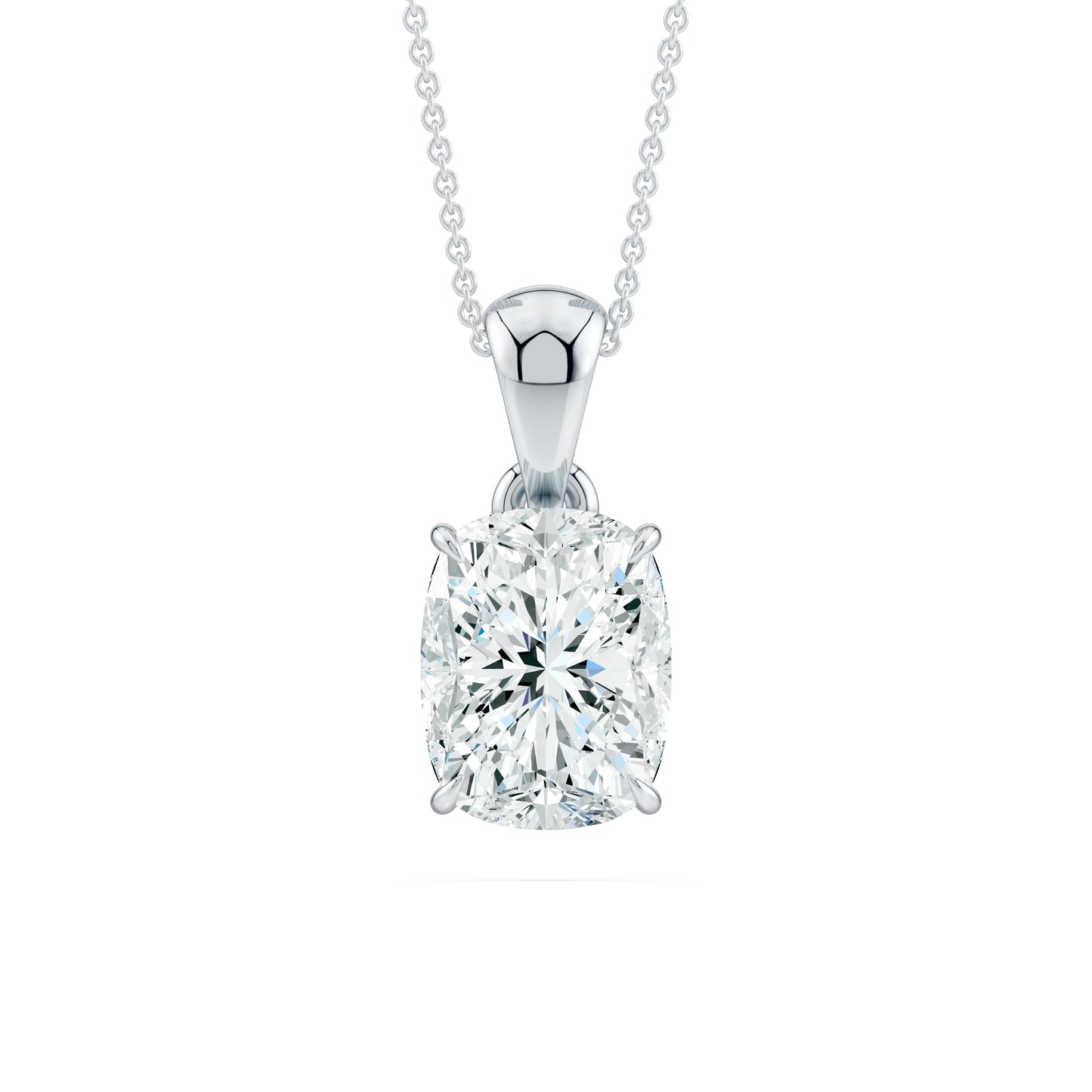 Cushion Rectangular Moissanite Pendant Claw-Prong Solitaire Necklace