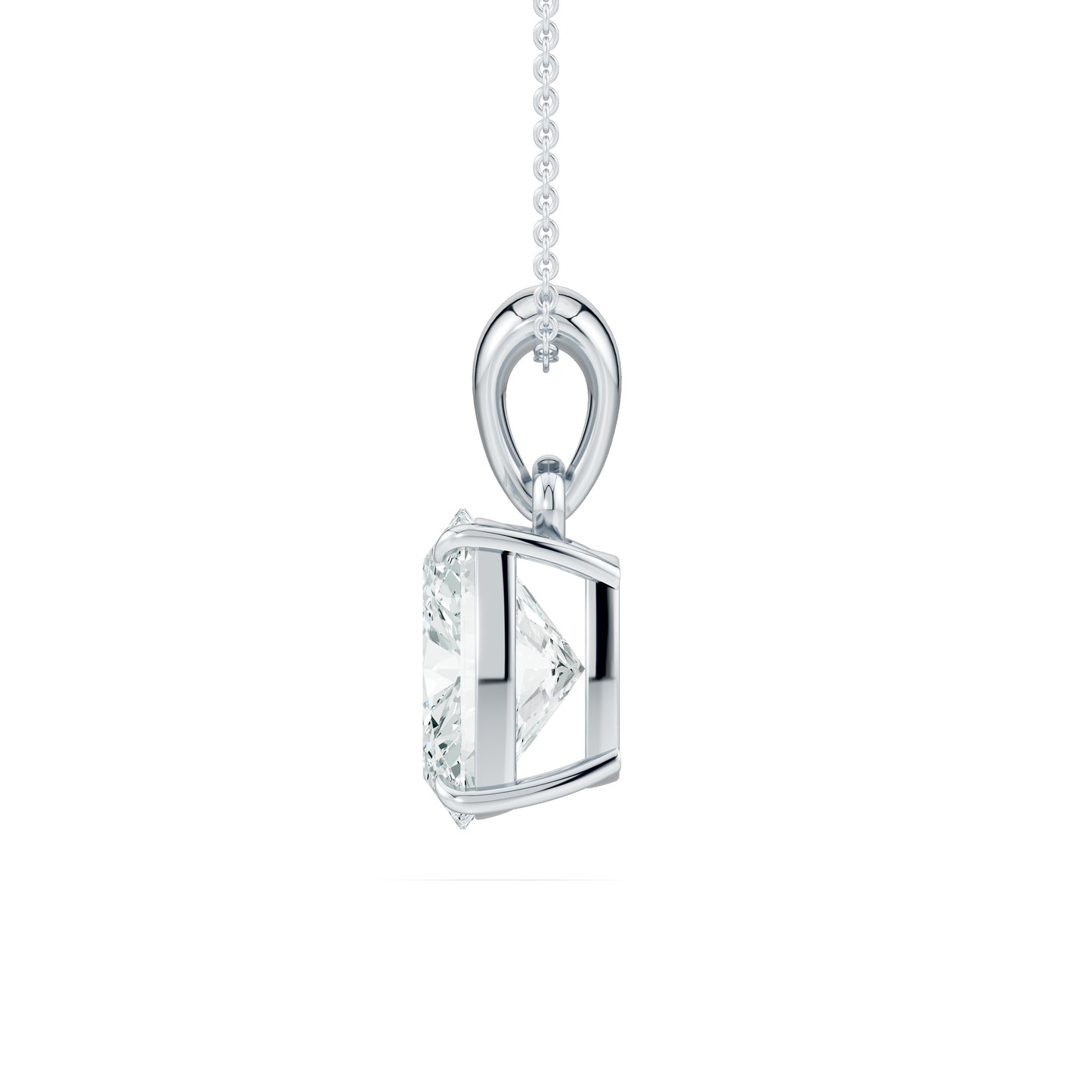 Cushion Rectangular Moissanite Pendant Claw-Prong Solitaire Necklace