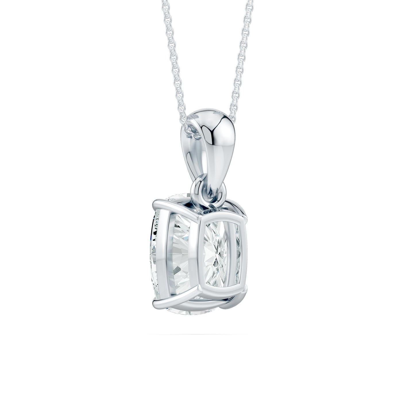 Cushion Rectangular Moissanite Pendant Claw-Prong Solitaire Necklace