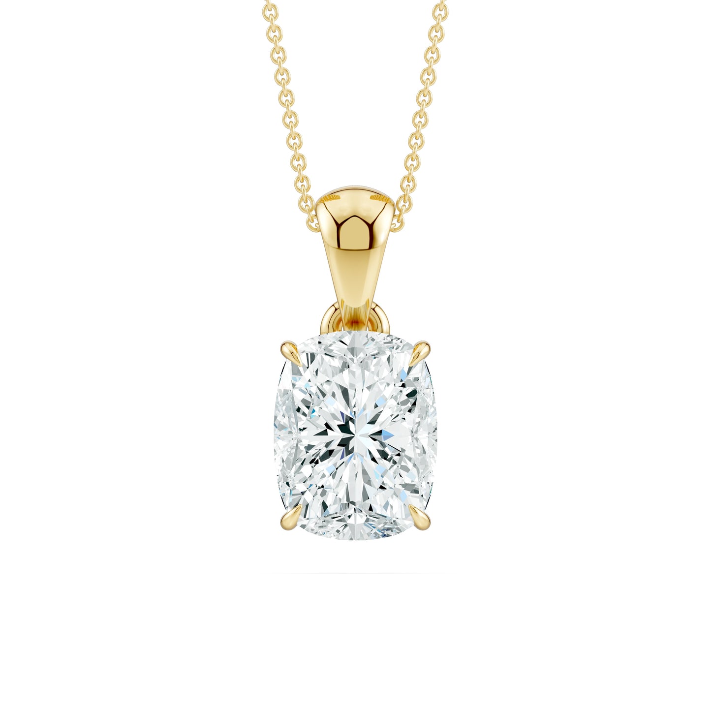 Cushion Rectangular Moissanite Pendant Claw-Prong Solitaire Necklace