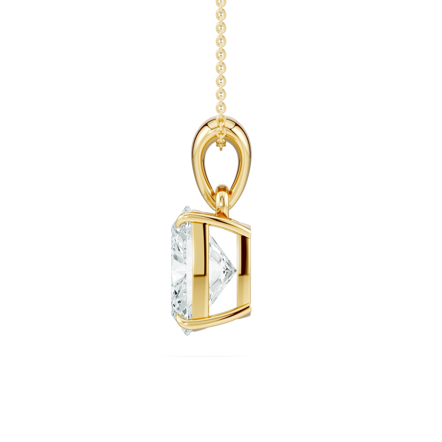 Cushion Rectangular Moissanite Pendant Claw-Prong Solitaire Necklace