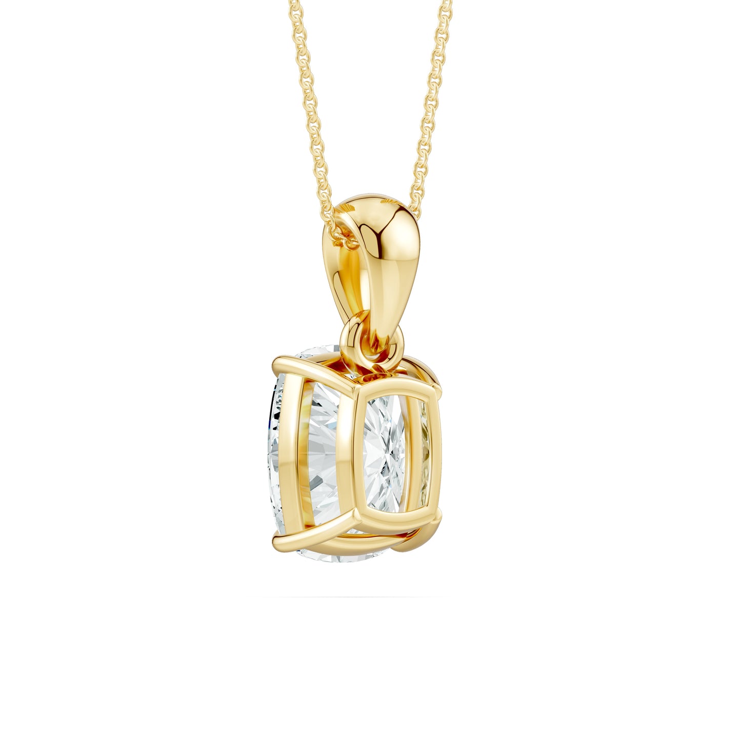 Cushion Rectangular Moissanite Pendant Claw-Prong Solitaire Necklace