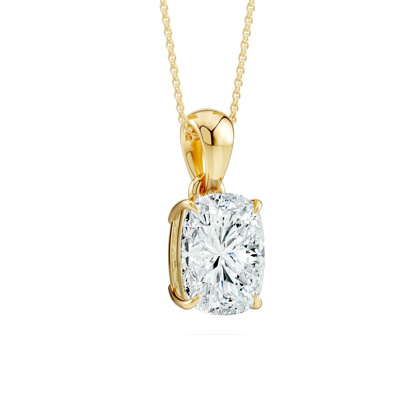 Cushion Rectangular Moissanite Pendant Claw-Prong Solitaire Necklace
