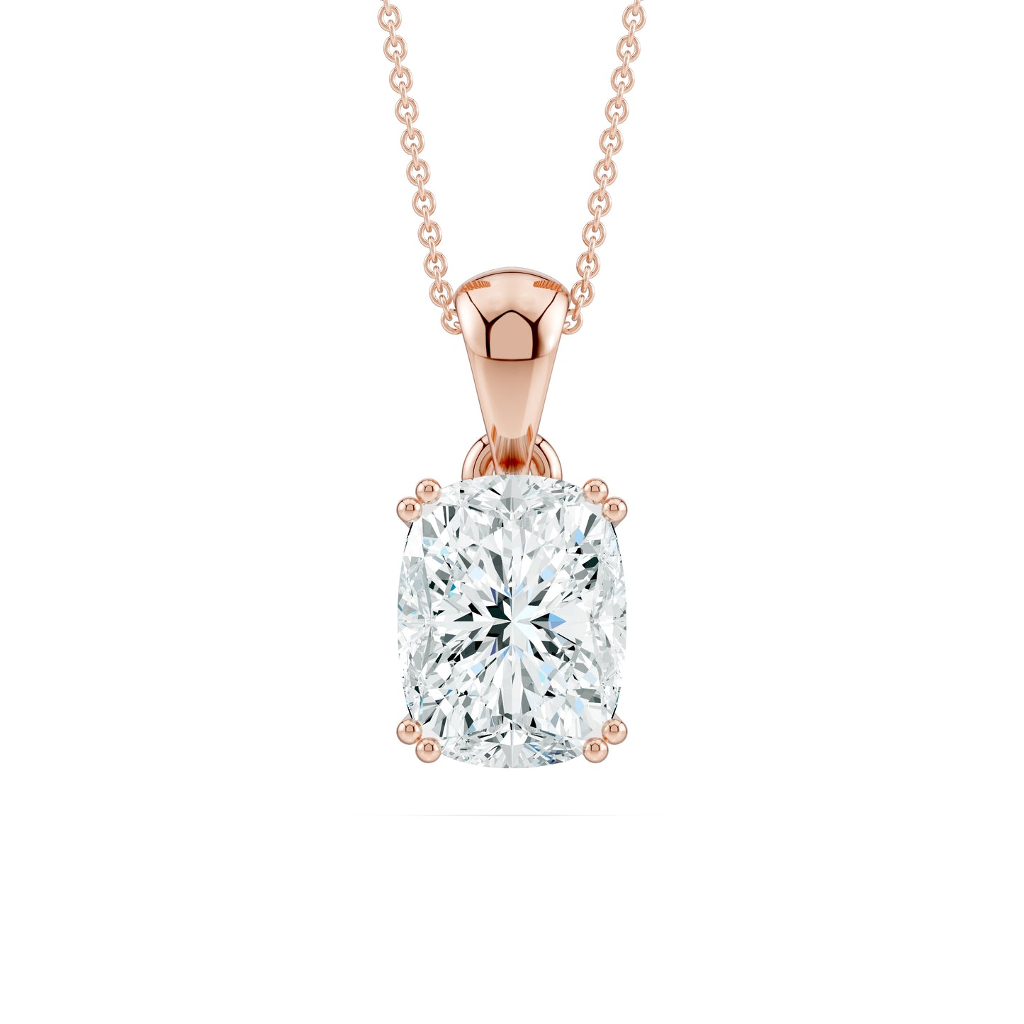 Double Prong Cushion Rectangular Moissanite Pendant Necklace