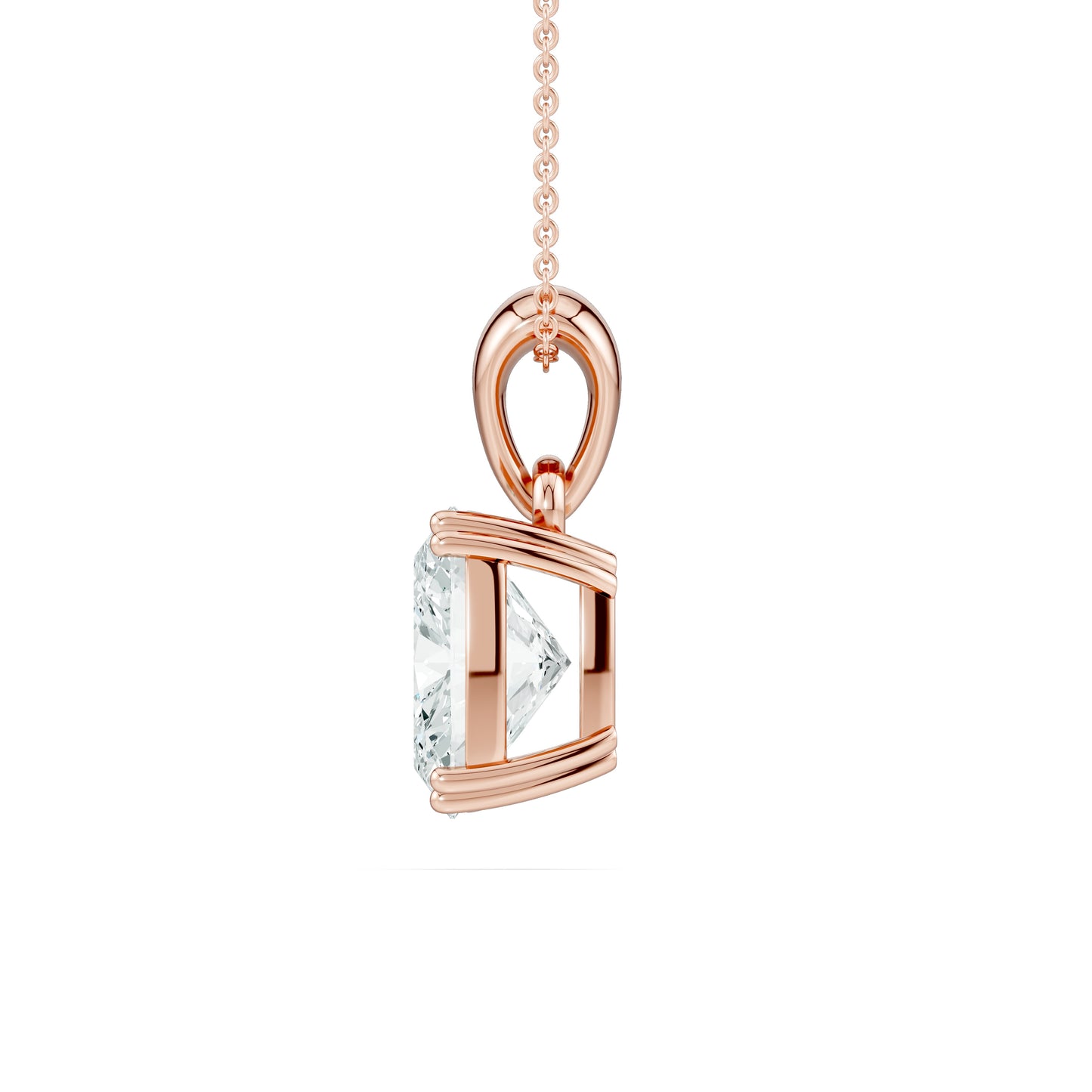 Double Prong Cushion Rectangular Moissanite Pendant Necklace