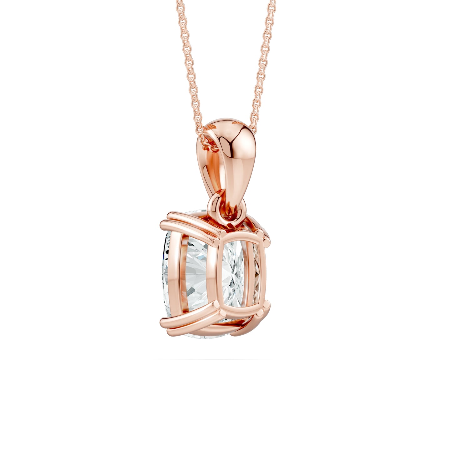 Double Prong Cushion Rectangular Moissanite Pendant Necklace