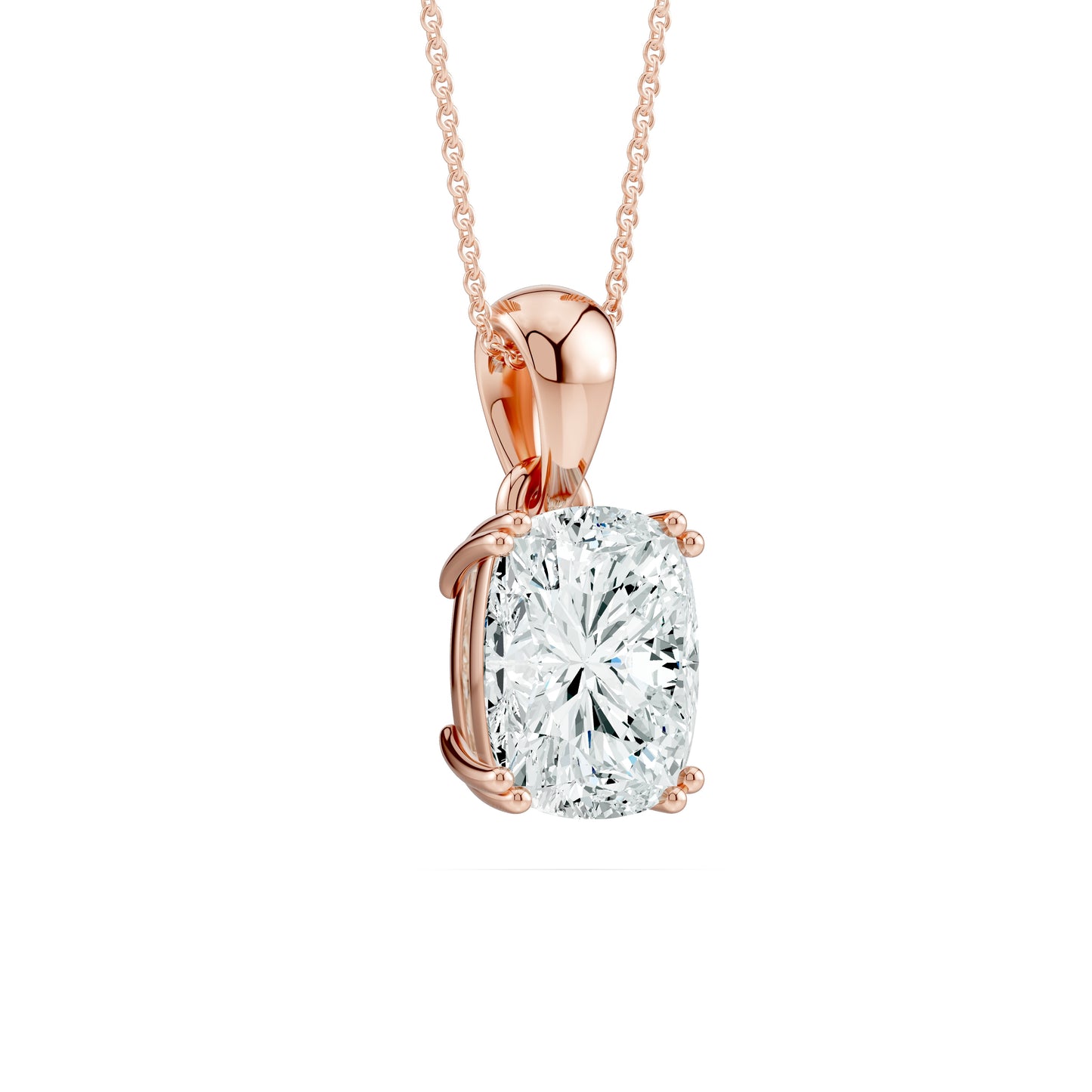 Double Prong Cushion Rectangular Moissanite Pendant Necklace