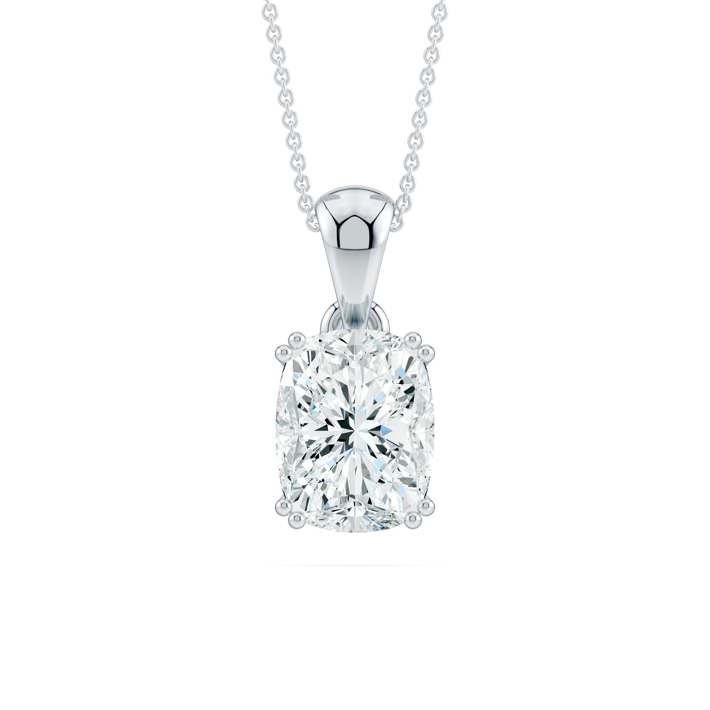 Double Prong Cushion Rectangular Moissanite Pendant Necklace